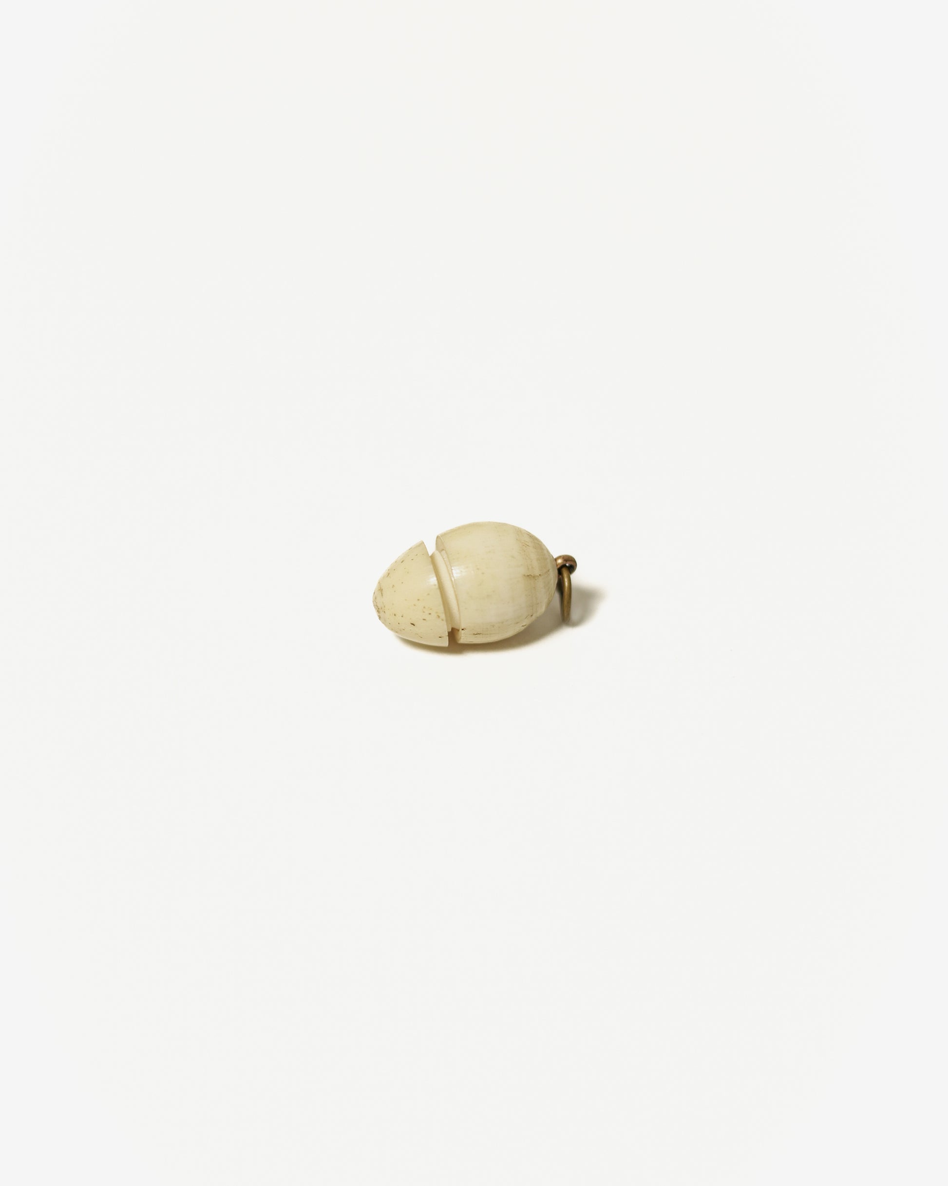 Teeny Tiny Victorian Carved Bone Egg Charm with Chick Inside, Egg