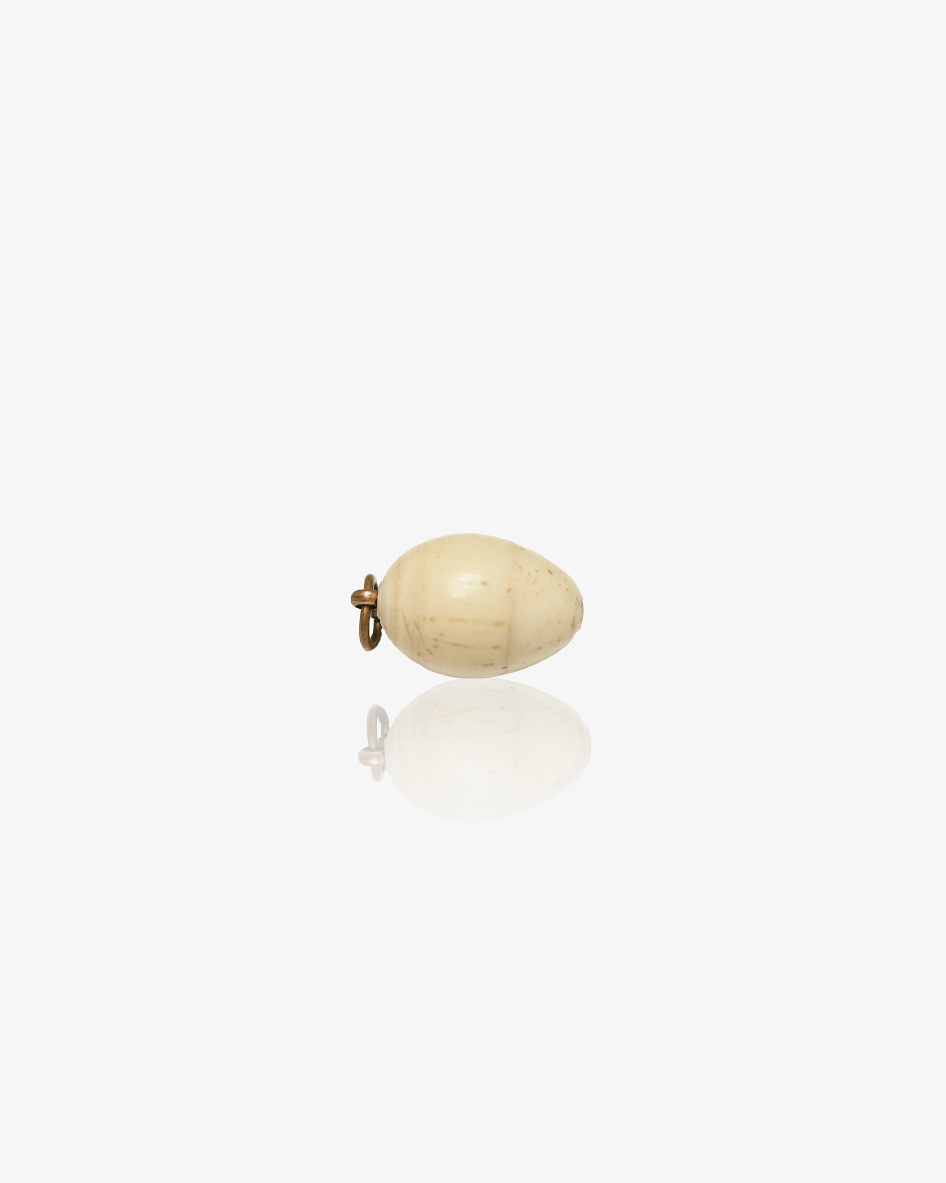 Teeny Tiny Victorian Carved Bone Egg Charm with Chick Inside, Egg