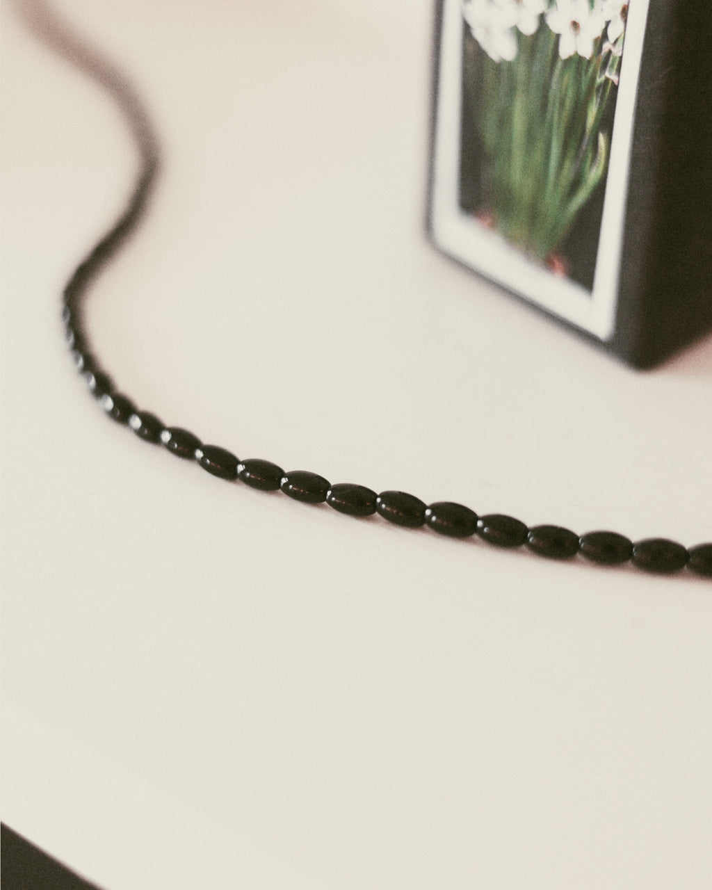Oval Onyx Silver Necklace, Noir