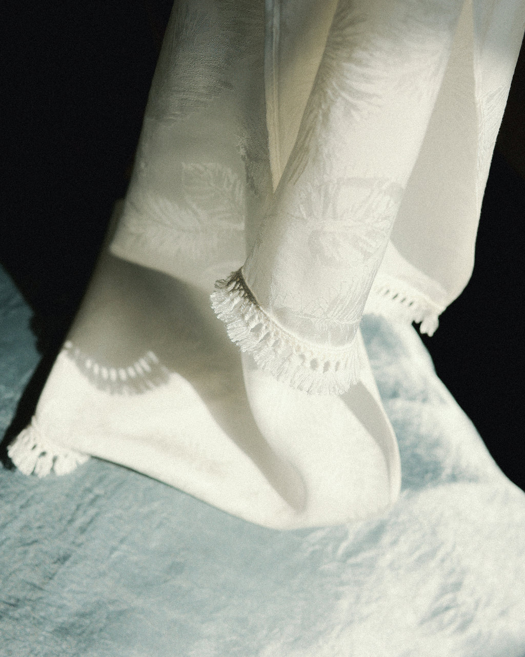 Marie Silk-Light Tassel Scarf, Banila Sky