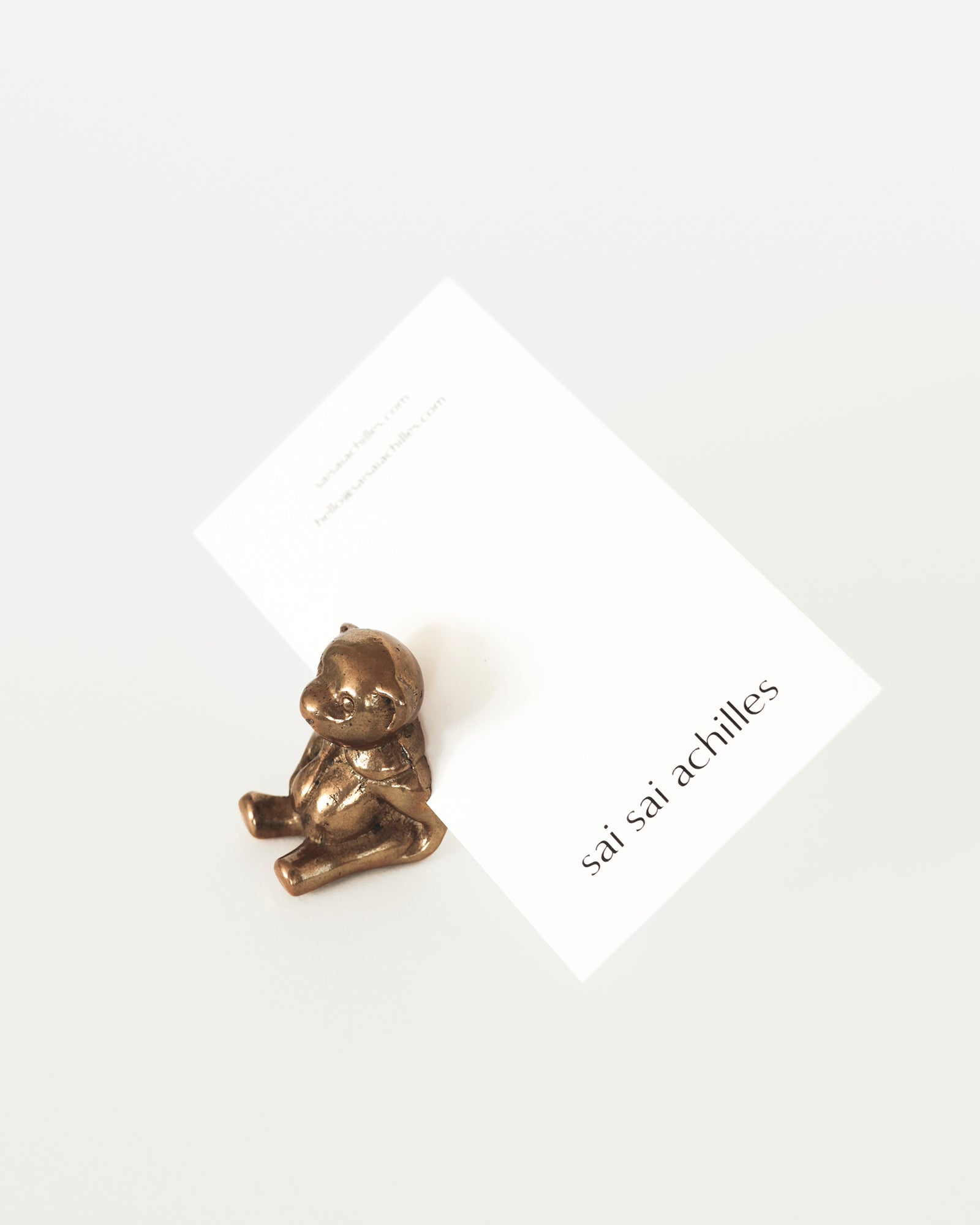 Teddy Bear Card Holder, Warm Aged Gold