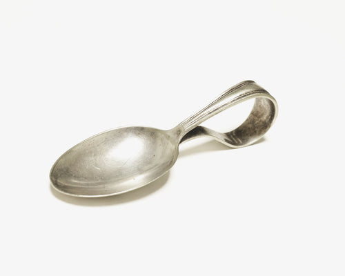Antique Baby Spoon with Loop Handle, Silver
