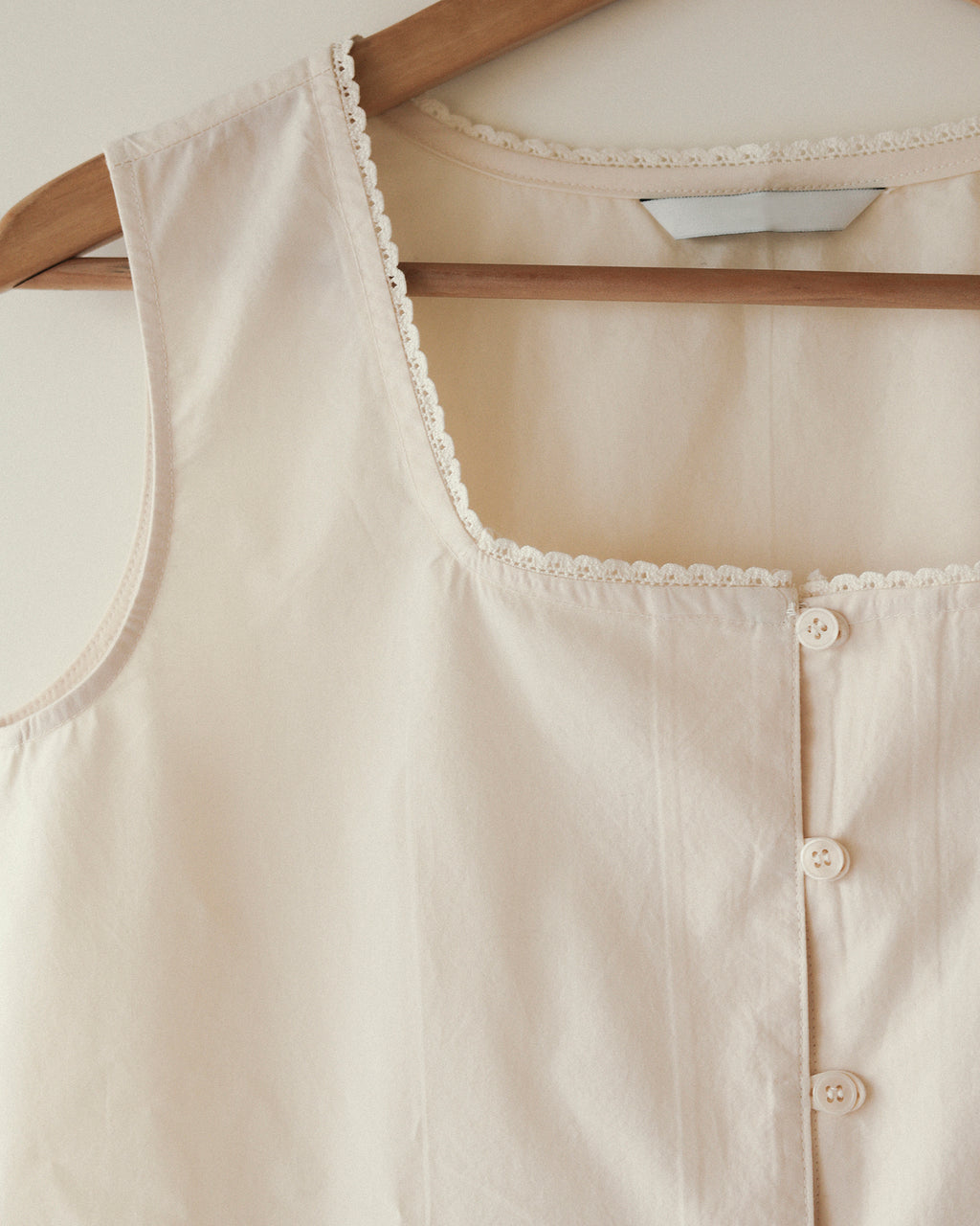Tiana Summer Square Neck Blouse, Crème Petal