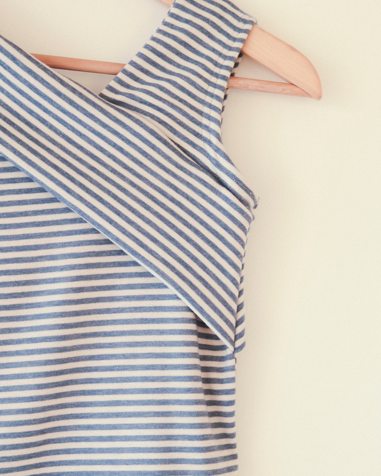 Bridget Asymmetry Stripe Cotton Top, Marina Blue