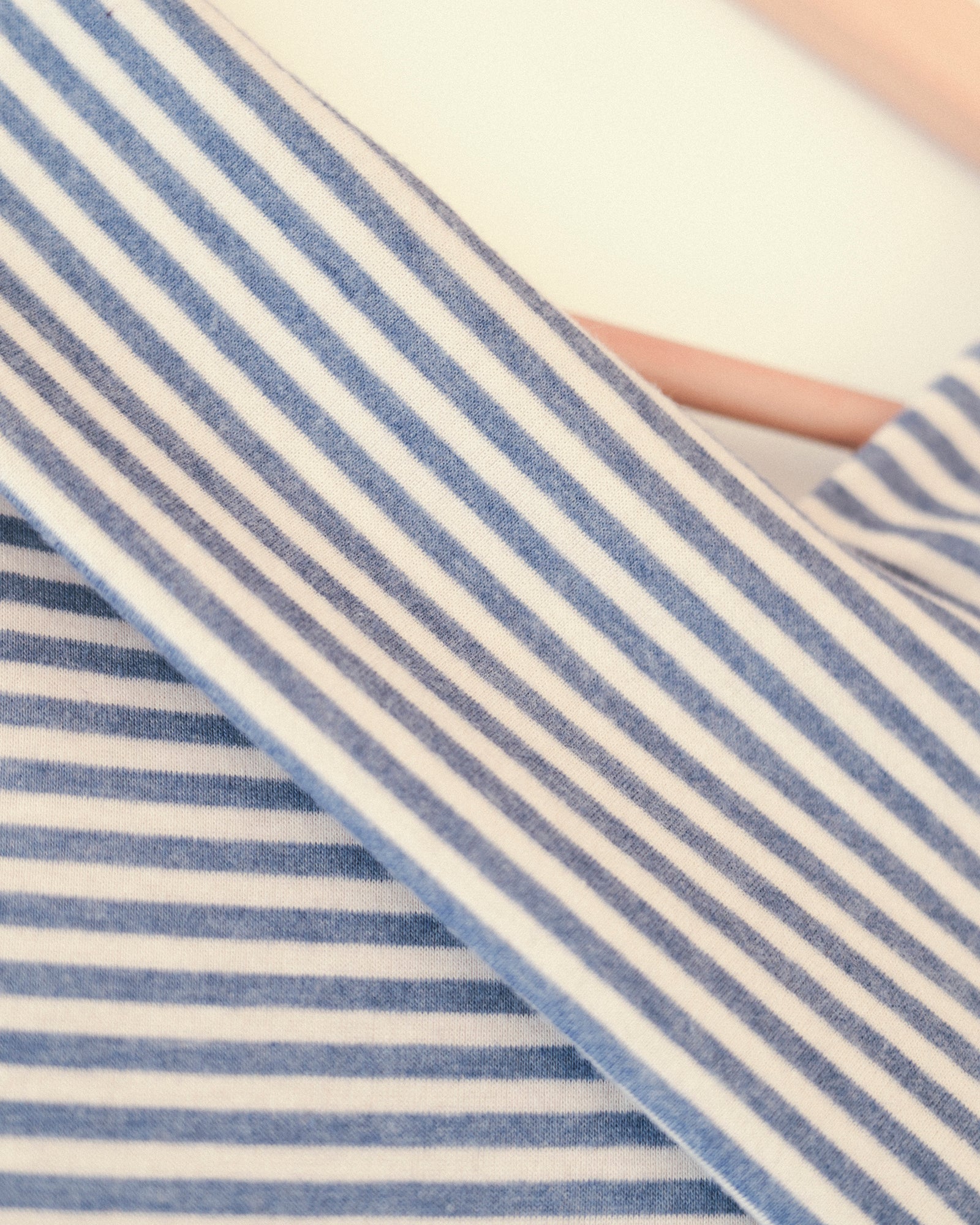 Bridget Asymmetry Stripe Cotton Top, Marina Blue