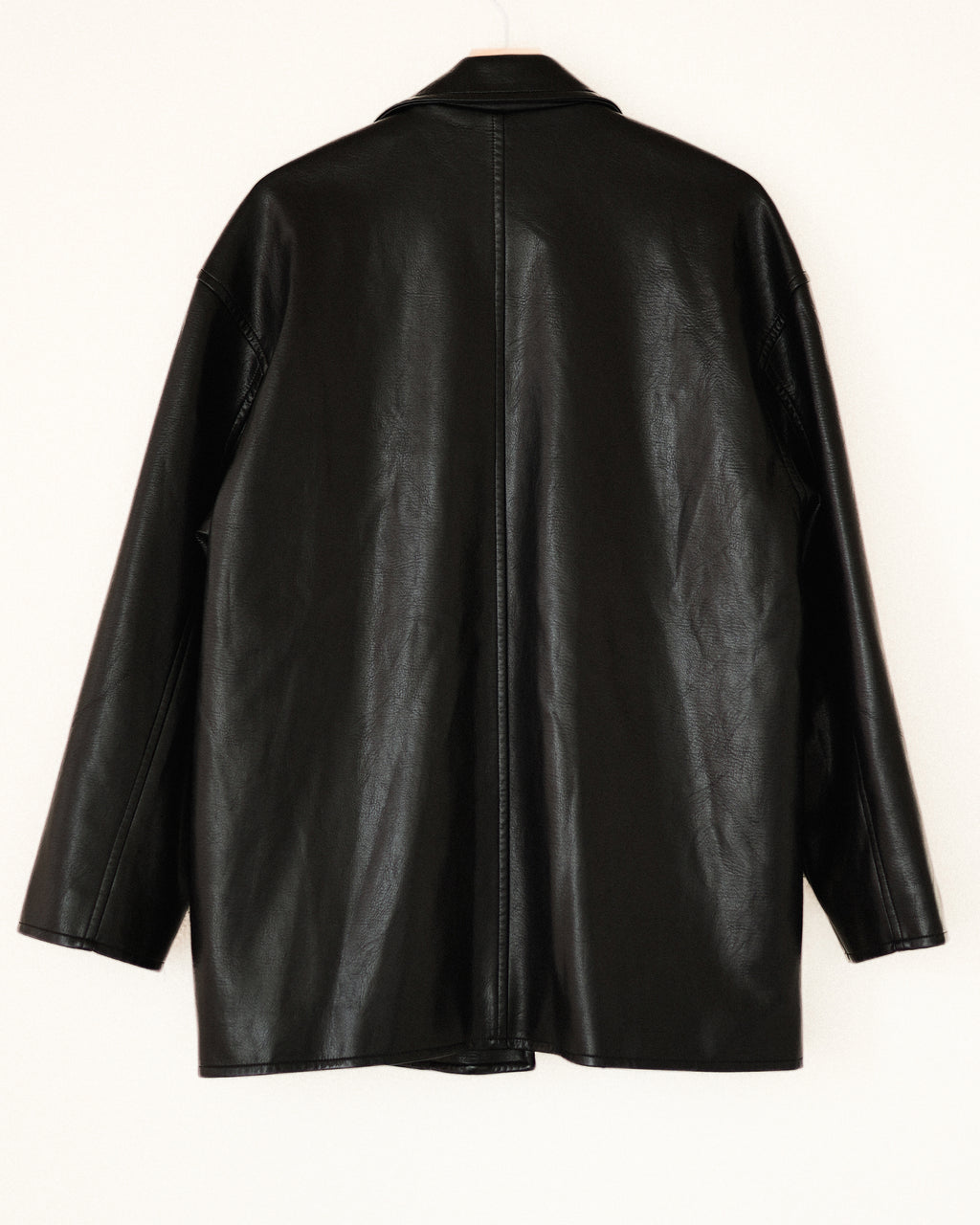 Tarsem Oversized Car Leather Coat, Washed Black