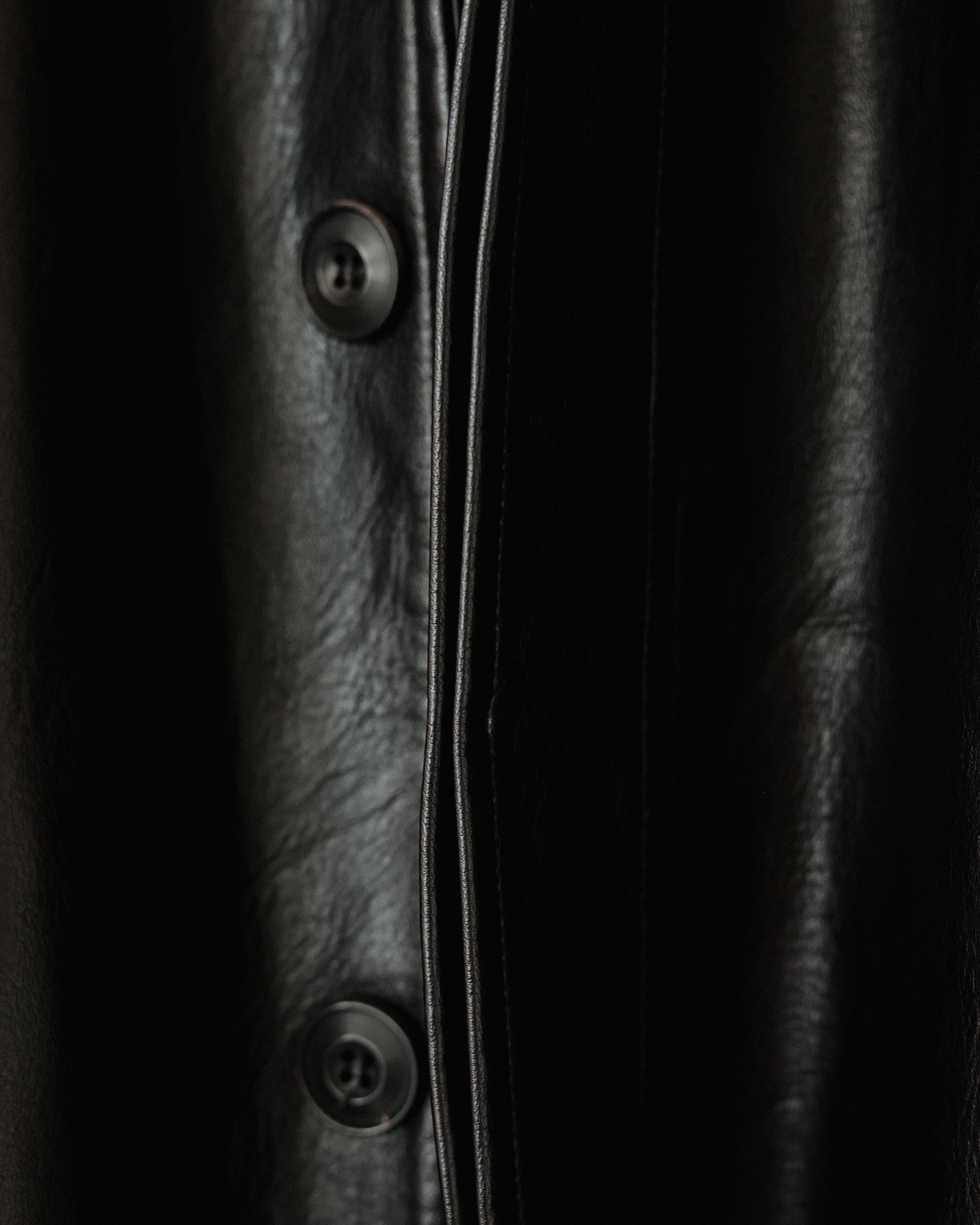 Tarsem Oversized Car Leather Coat, Washed Black
