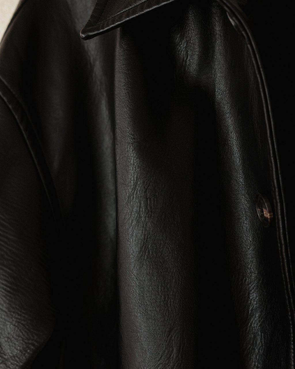 Tarsem Oversized Car Leather Coat, Washed Black