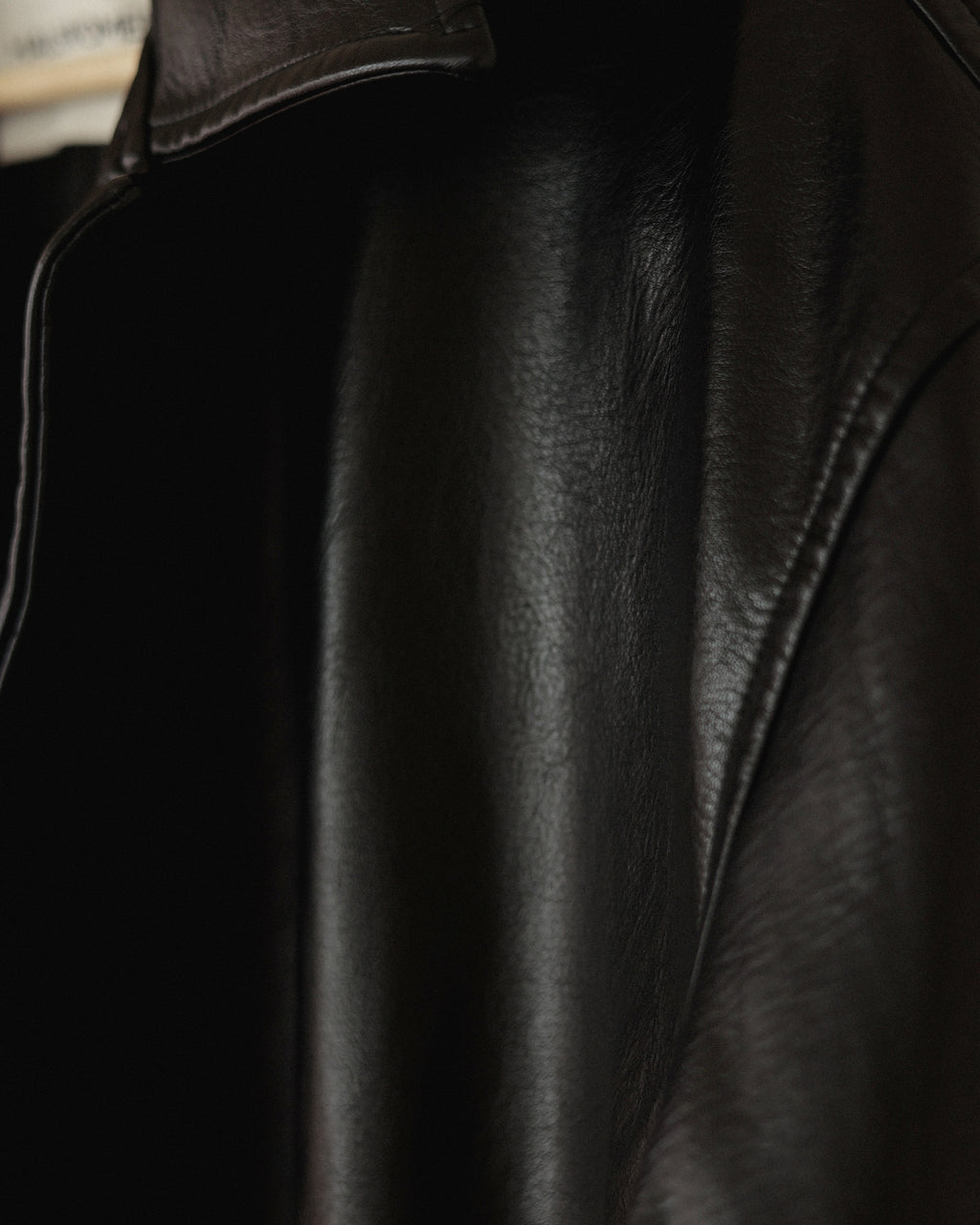 Tarsem Oversized Car Leather Coat, Washed Black