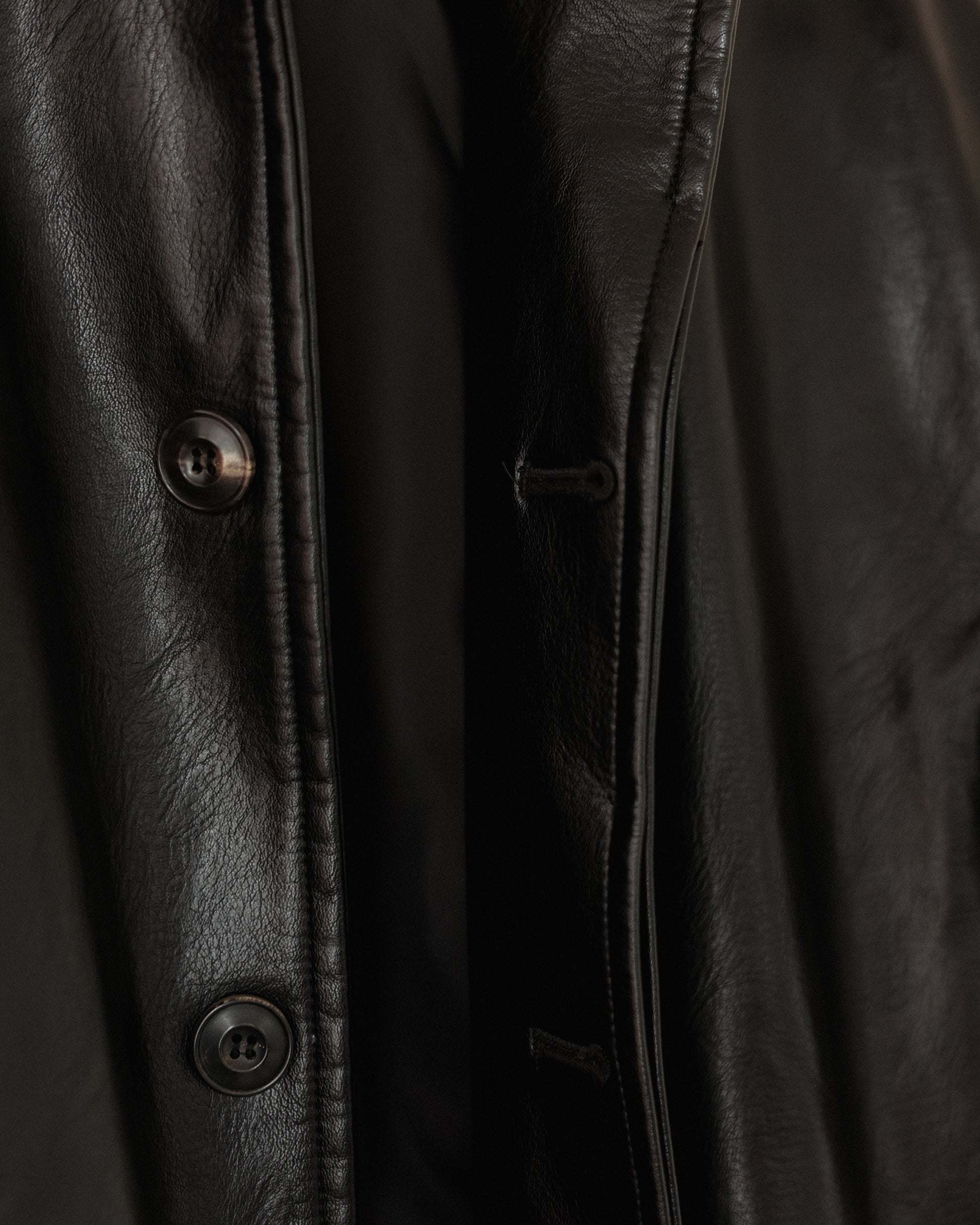 Tarsem Oversized Car Leather Coat, Washed Black