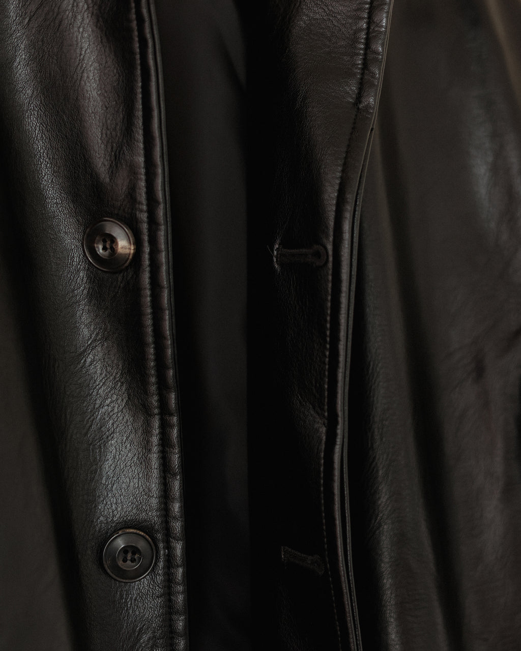Tarsem Oversized Car Leather Coat, Washed Black