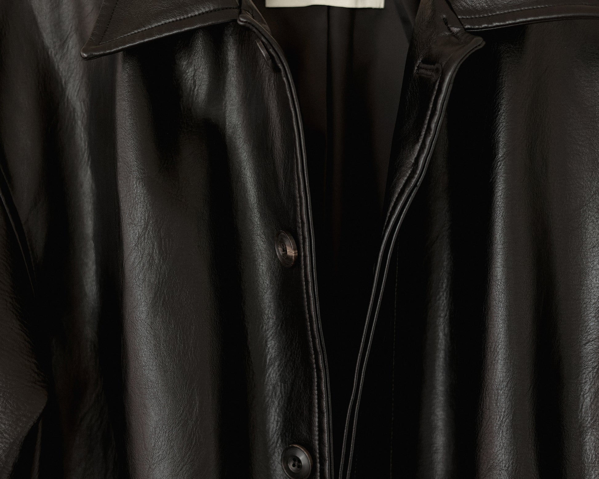 Tarsem Oversized Car Leather Coat, Washed Black