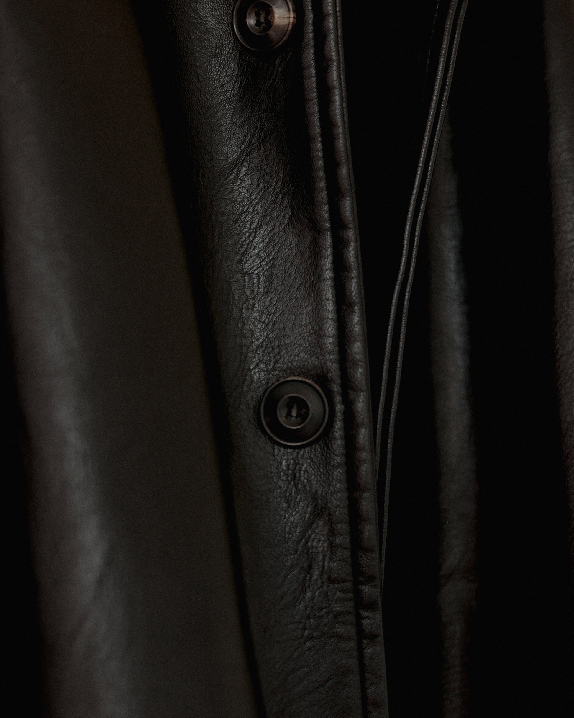 Tarsem Oversized Car Leather Coat, Washed Black