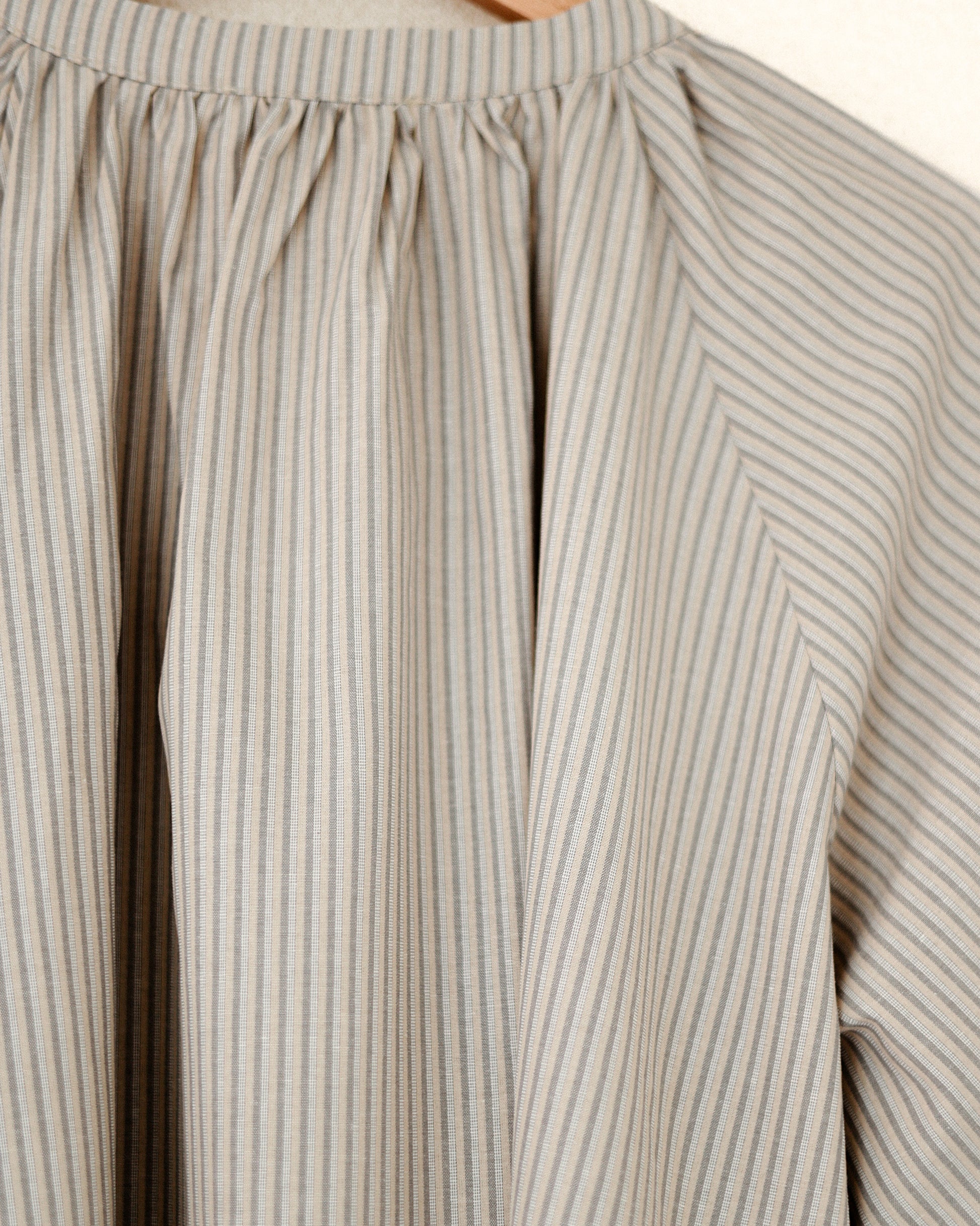 Devon Gathered Yoke Blouse, Misty Beige
