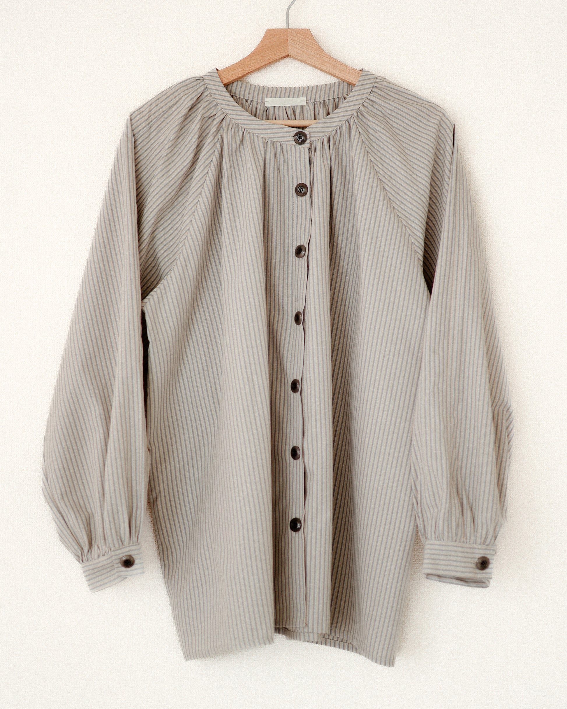 Devon Gathered Yoke Blouse, Misty Beige