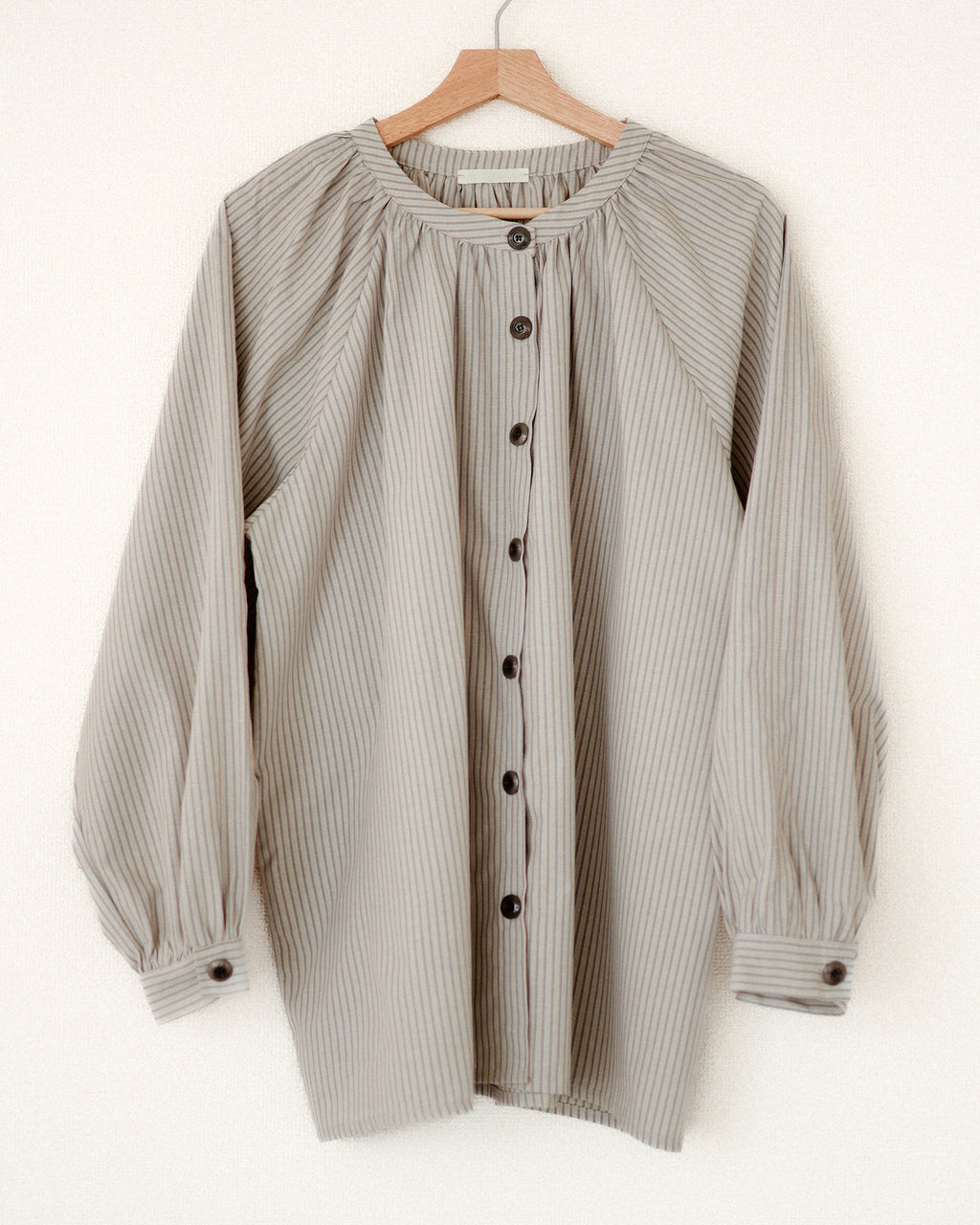 Devon Gathered Yoke Blouse, Misty Beige