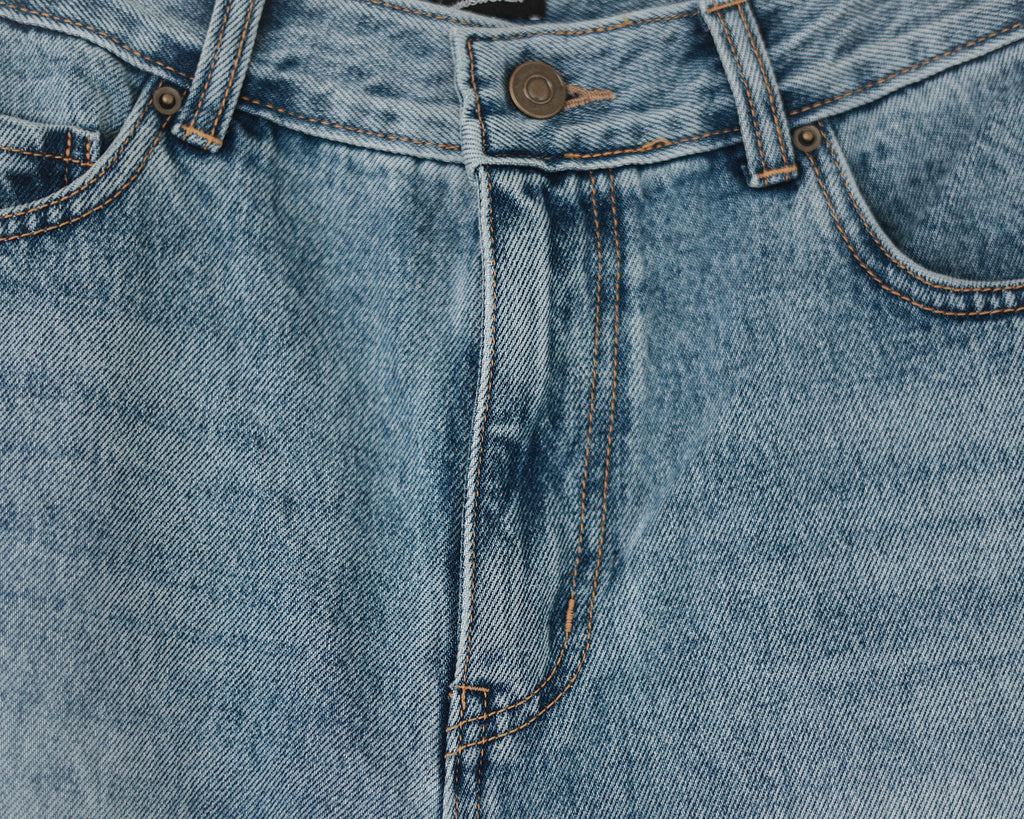 Bridget Wide-Leg Denim Trousers, Washed blue