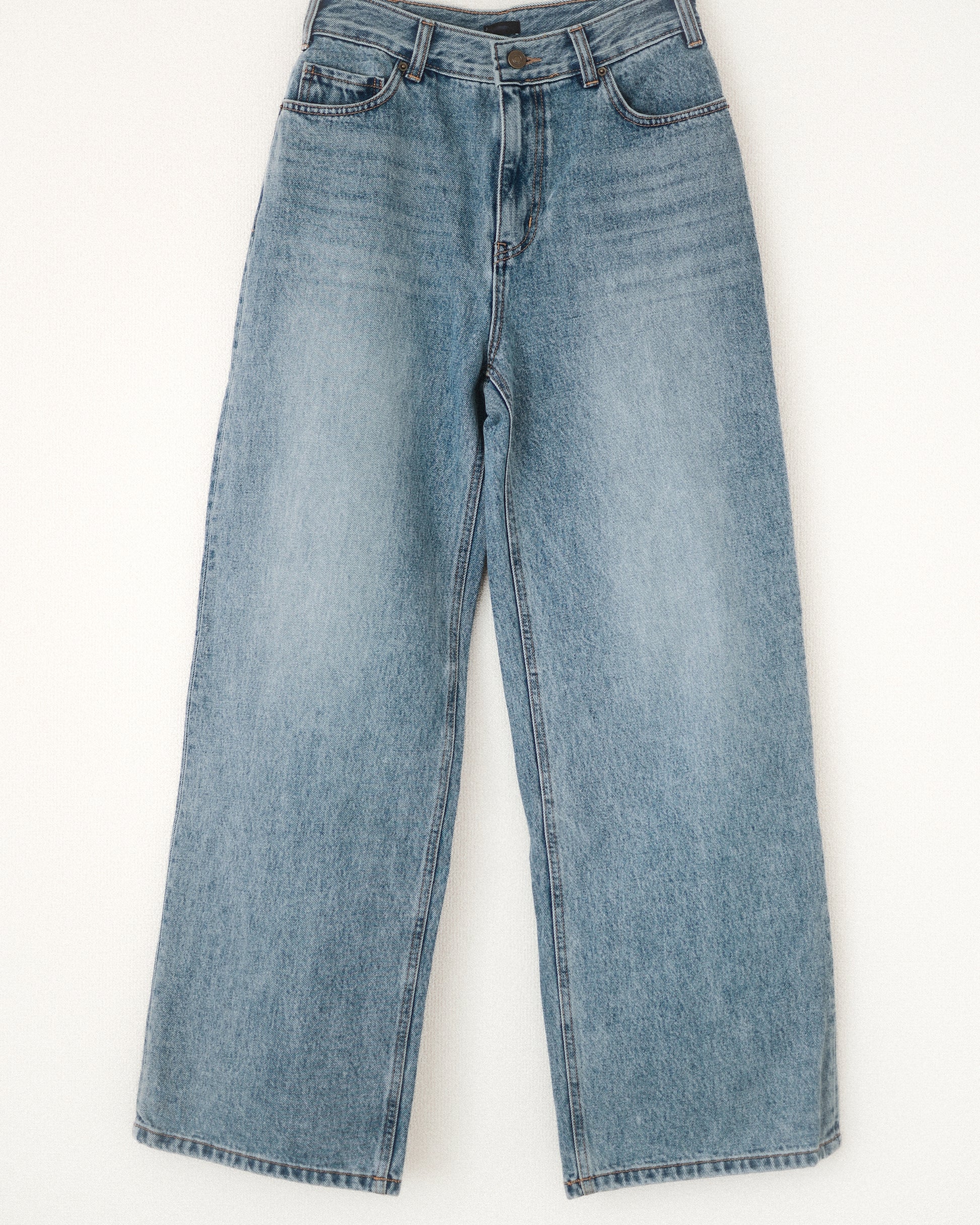 Bridget Wide-Leg Denim Trousers, Washed blue