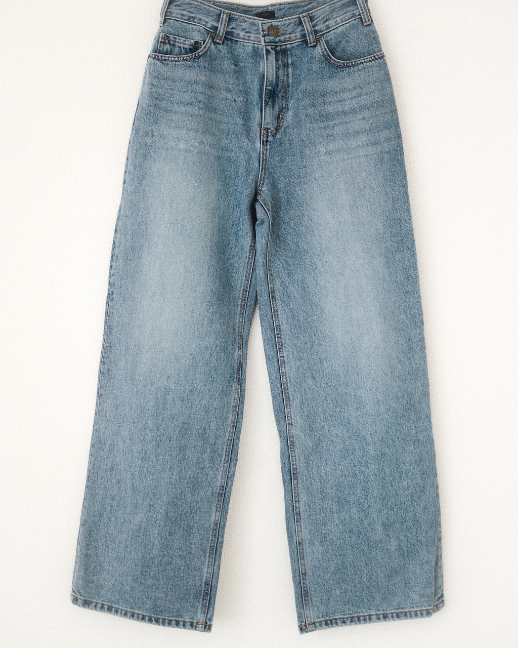 Bridget Wide-Leg Denim Trousers, Washed blue