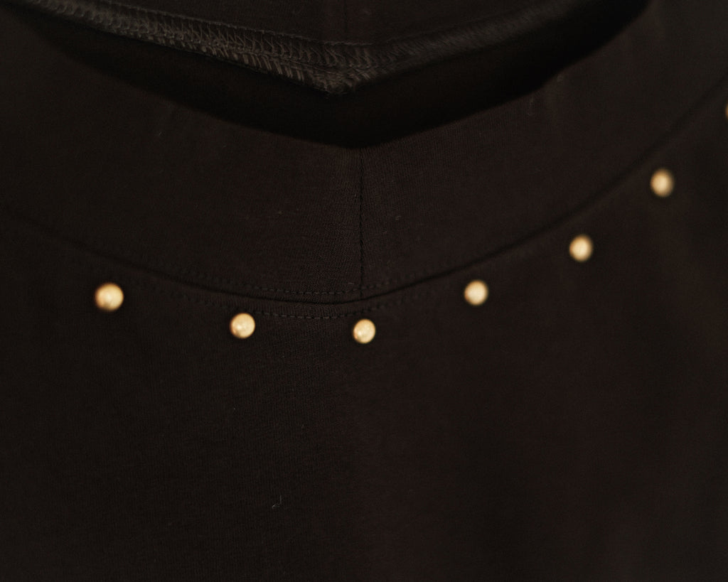 Studded Cut-Out Jersey Top, Noir