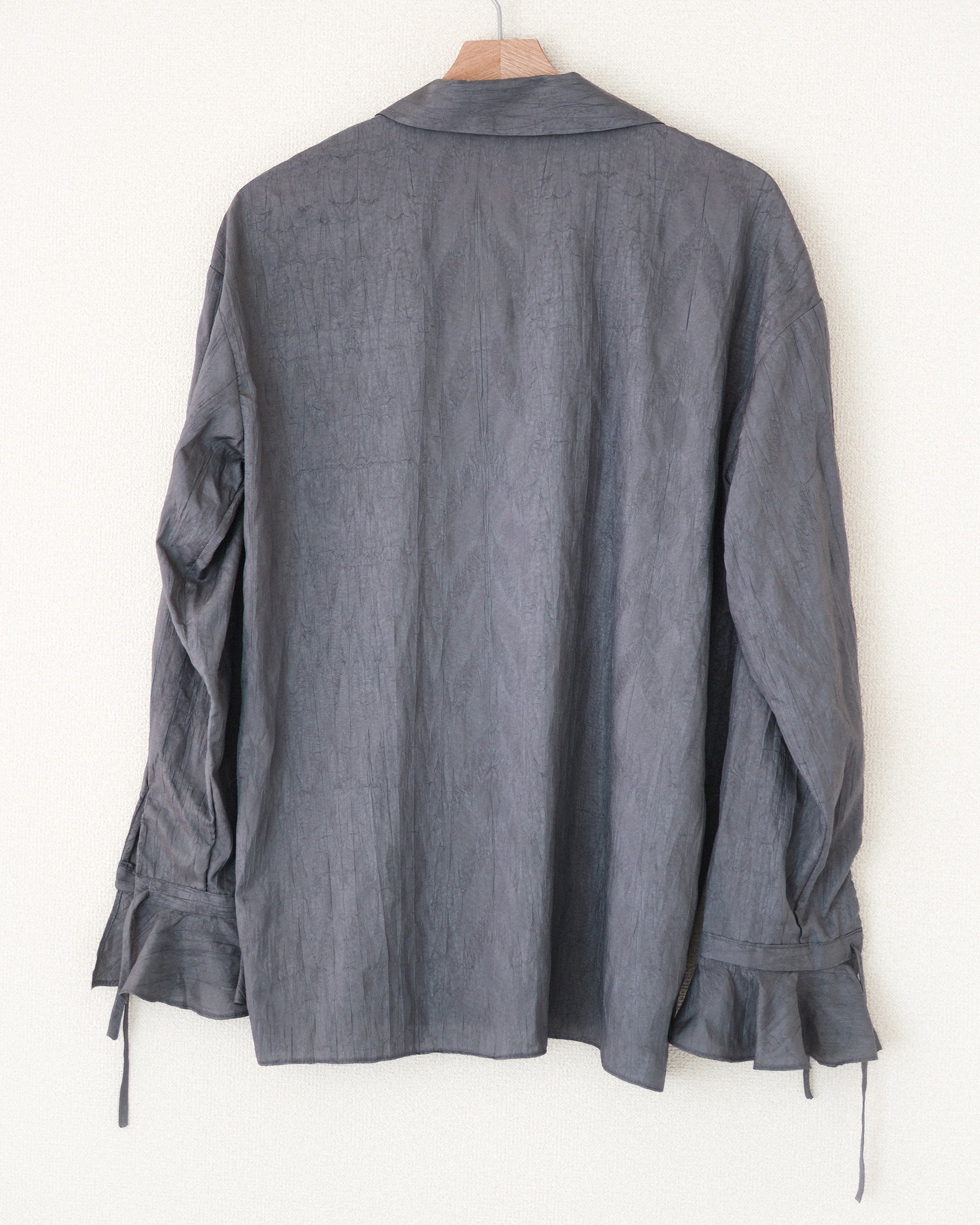 Textured Loose String Pierrot Blouse, Thunder