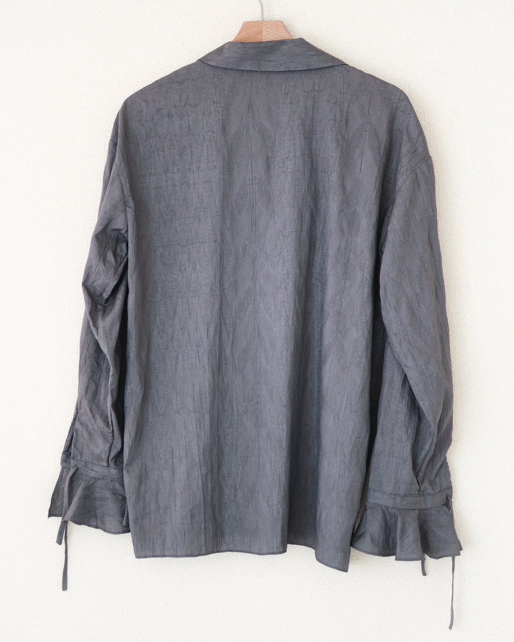 Textured Loose String Pierrot Blouse, Thunder
