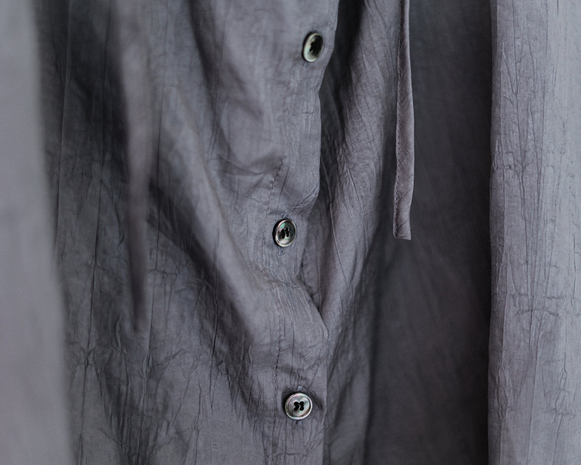 Textured Loose String Pierrot Blouse, Thunder