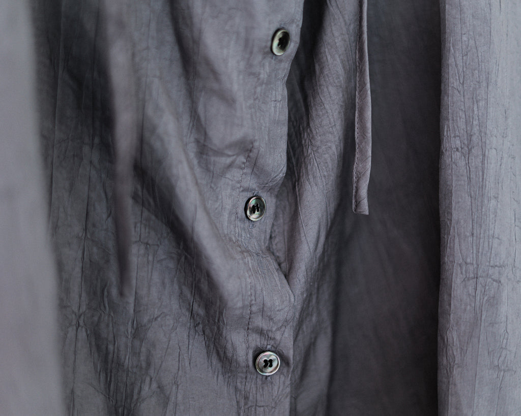 Textured Loose String Pierrot Blouse, Thunder