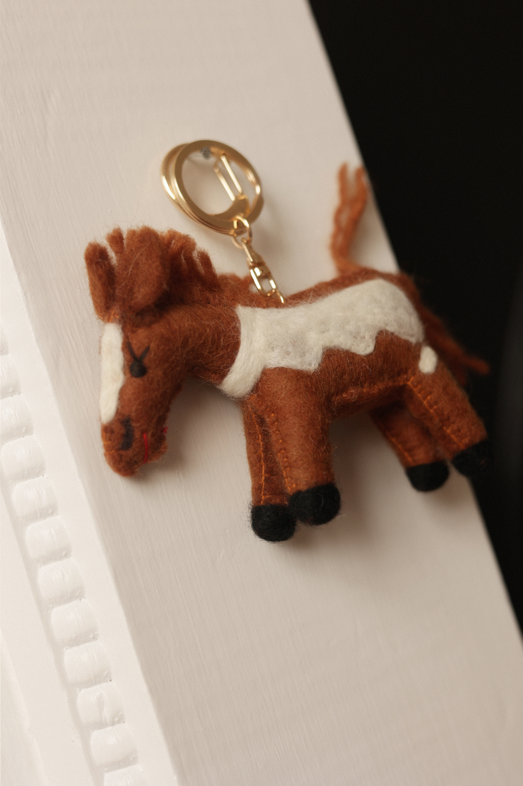 Happy Shetland Pony Keyring, Ember Brown