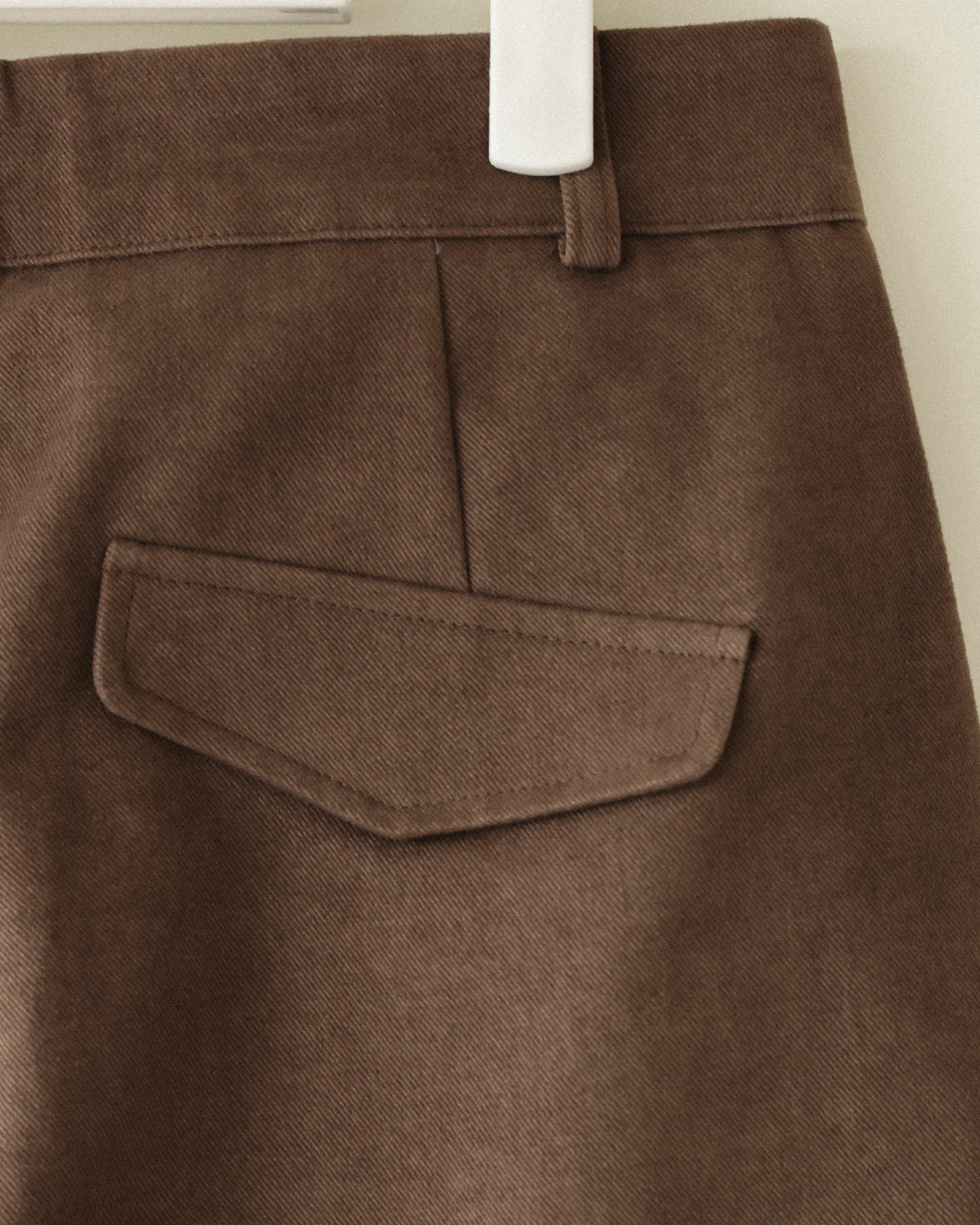 Cecile Curved Cotton Trousers, Mocha Brown