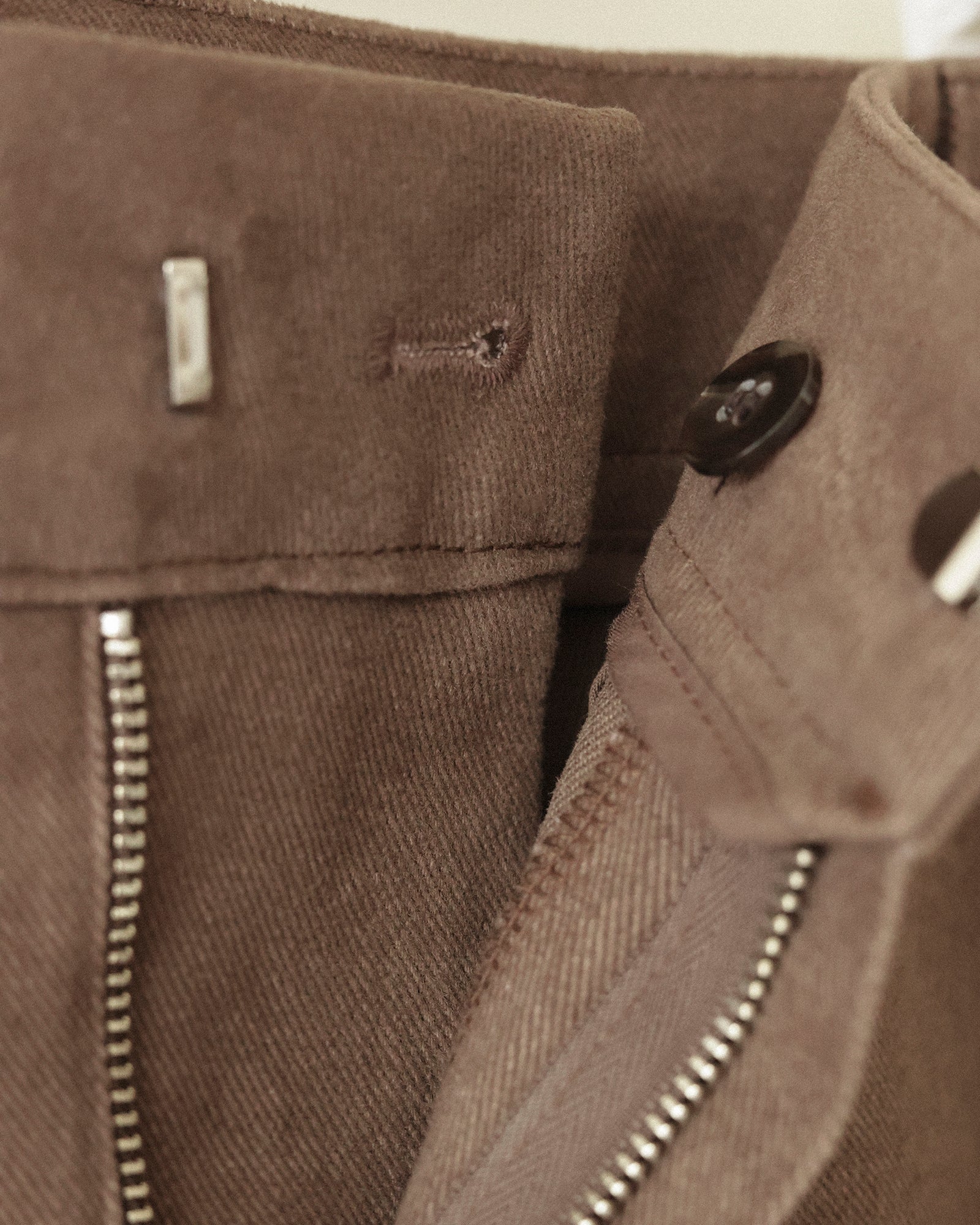 Cecile Curved Cotton Trousers, Mocha Brown