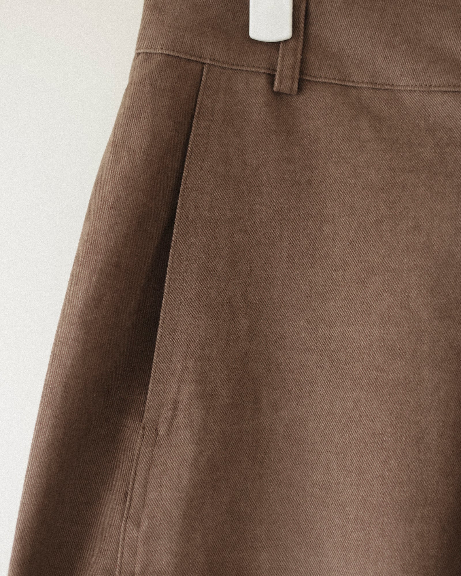 Cecile Curved Cotton Trousers, Mocha Brown