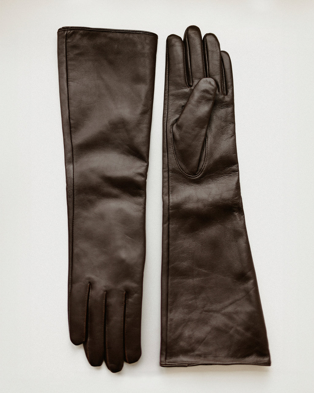 Opera Long Leather Gloves, Capulet Brown