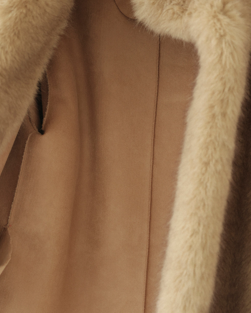 Dalla Voluminous Eco Fur Jacket, Muted Beige