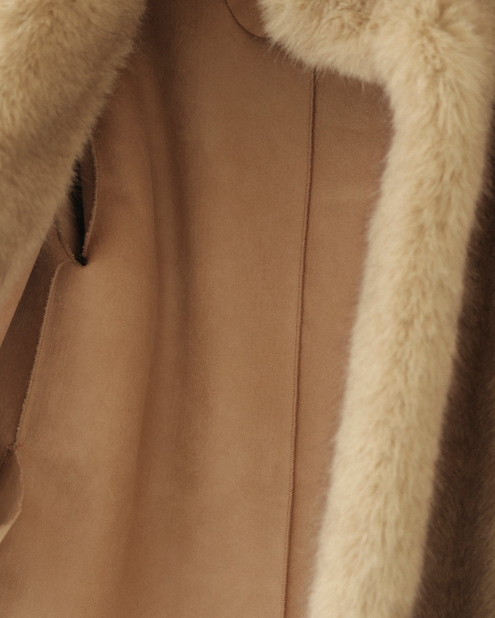 Dalla Voluminous Eco Fur Jacket, Muted Beige