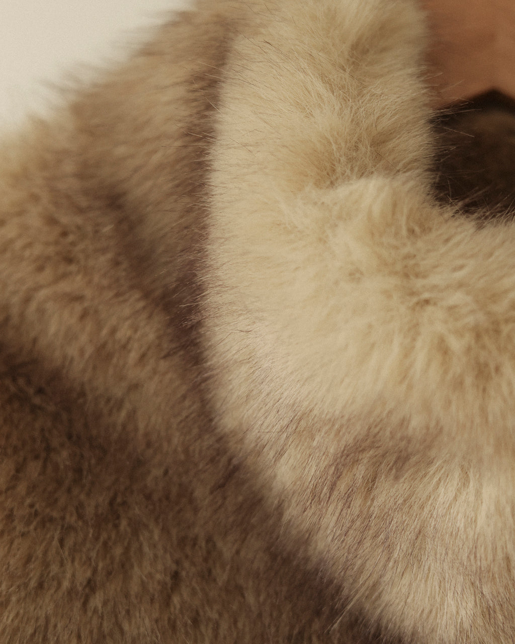 Dalla Voluminous Eco Fur Jacket, Muted Beige