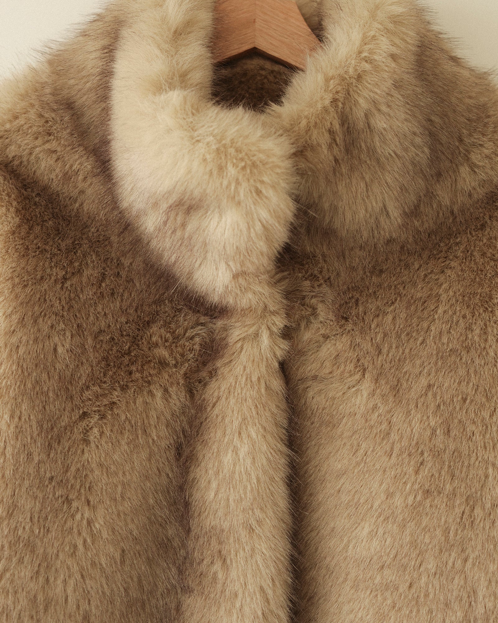 Dalla Voluminous Eco Fur Jacket, Muted Beige