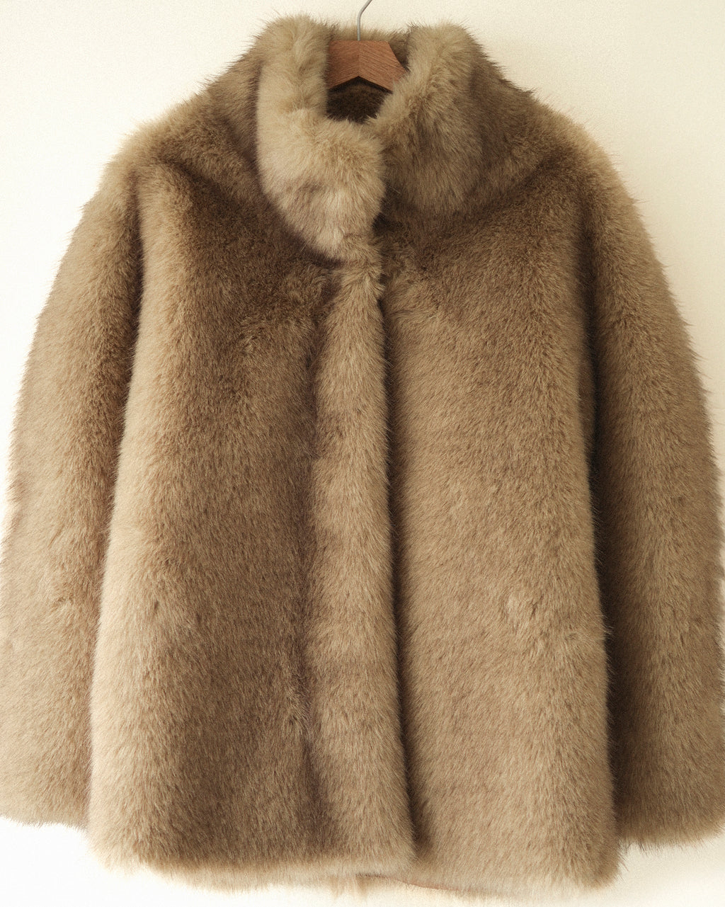 Dalla Voluminous Eco Fur Jacket, Muted Beige