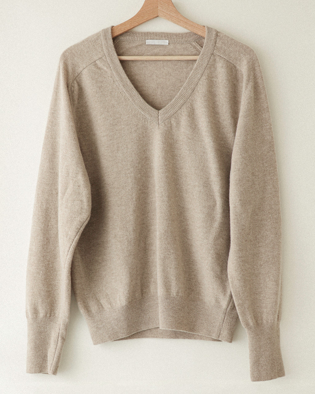 Cashmere Blend V-Neck Jumper, Marigold Beige