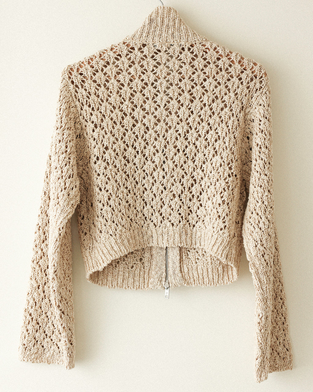 Aiko Textured Knit Zip Cardigan, Bagel