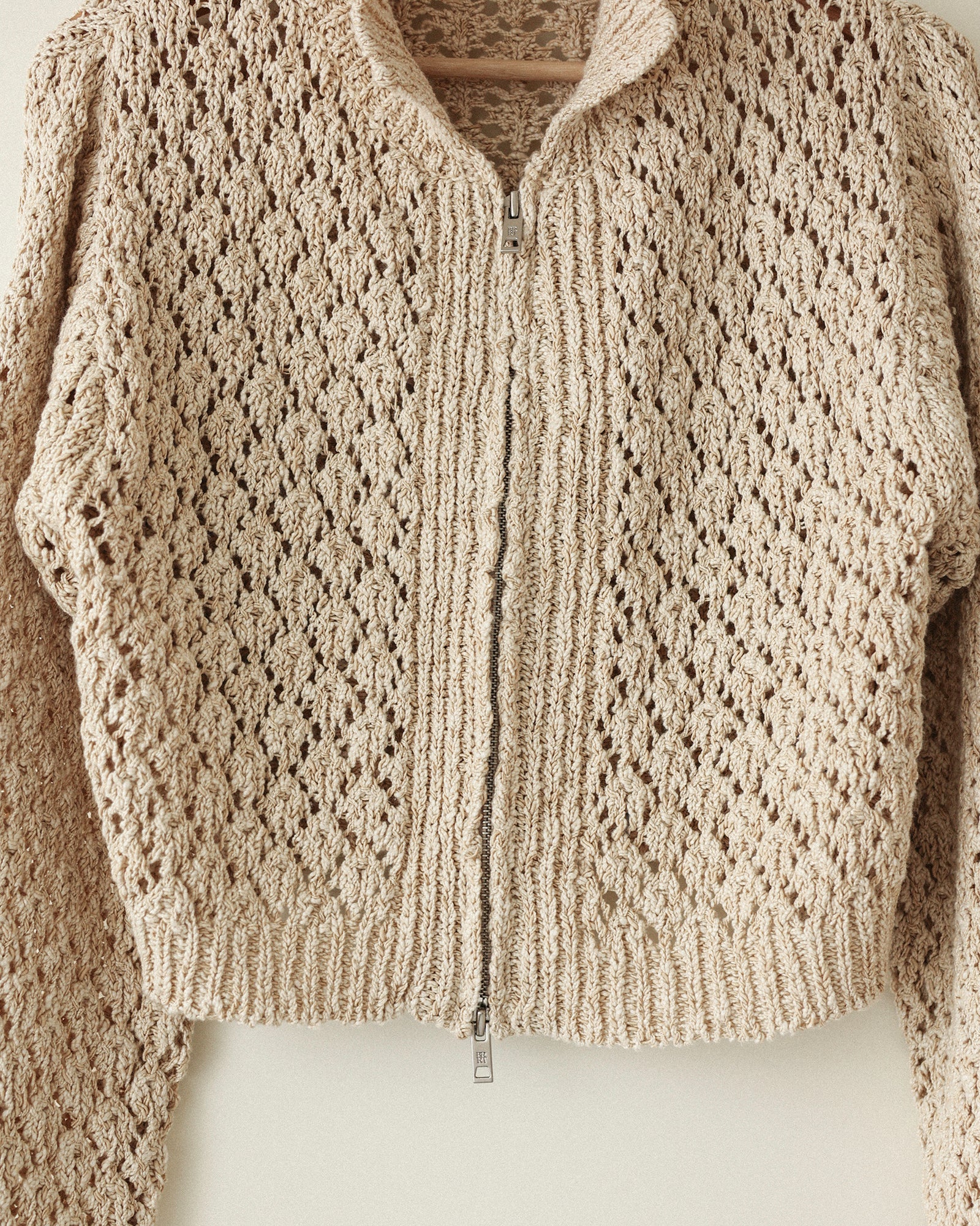 Aiko Textured Knit Zip Cardigan, Bagel – sai sai achilles
