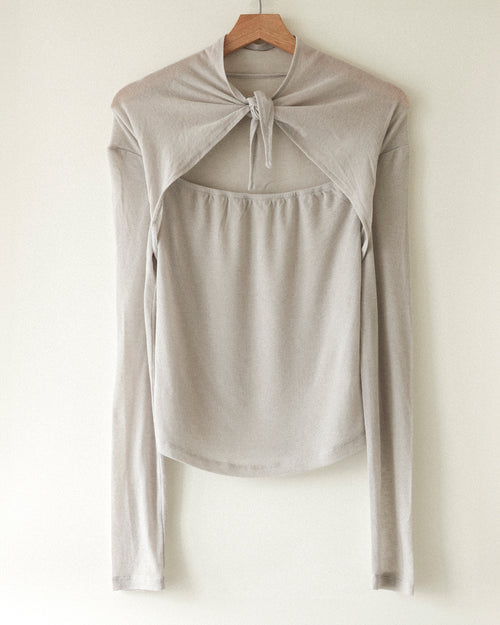 Back Tie Sheer Turtleneck Top, Spacecraft