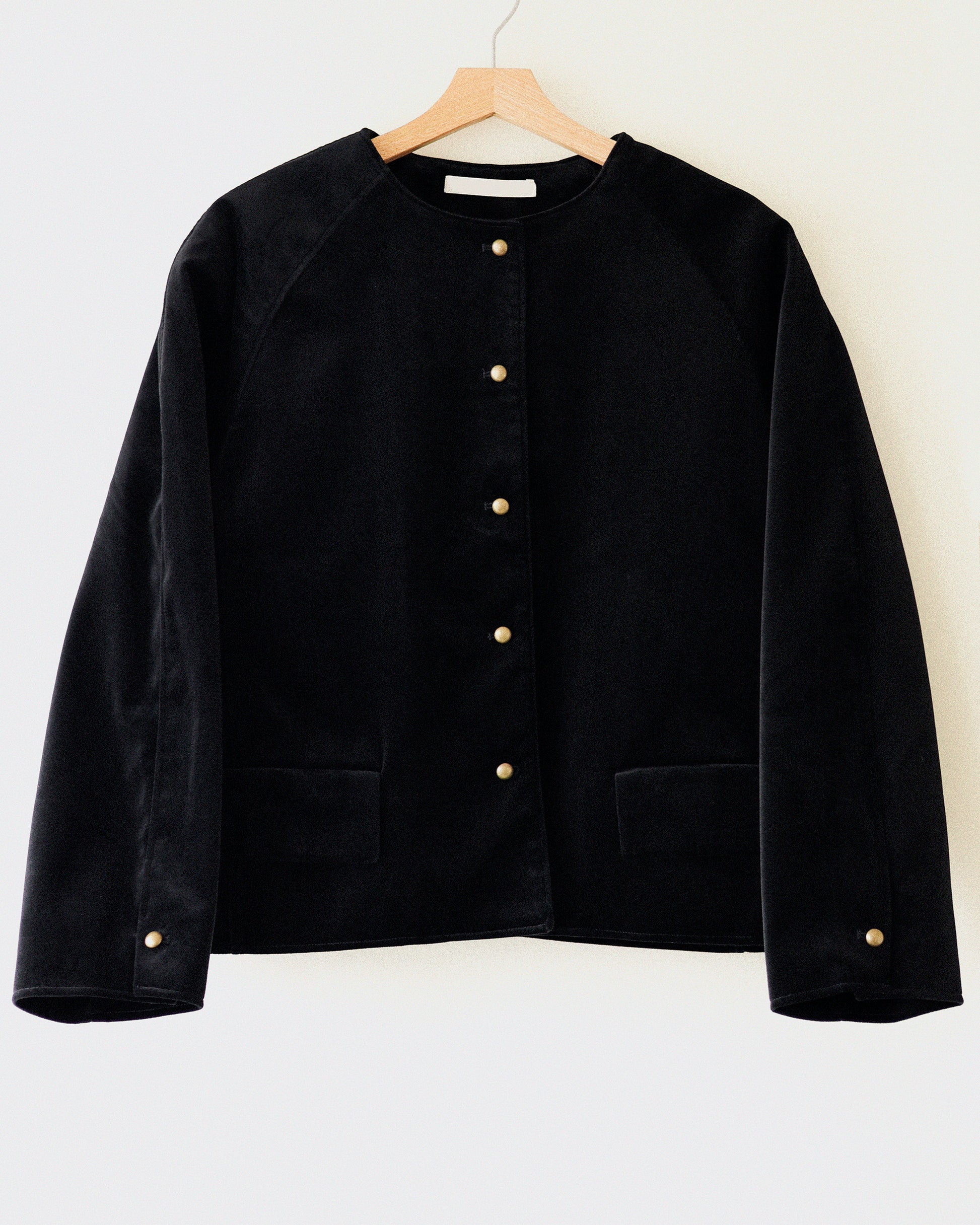 Baroque Velvet Raglan Jacket, Double Black