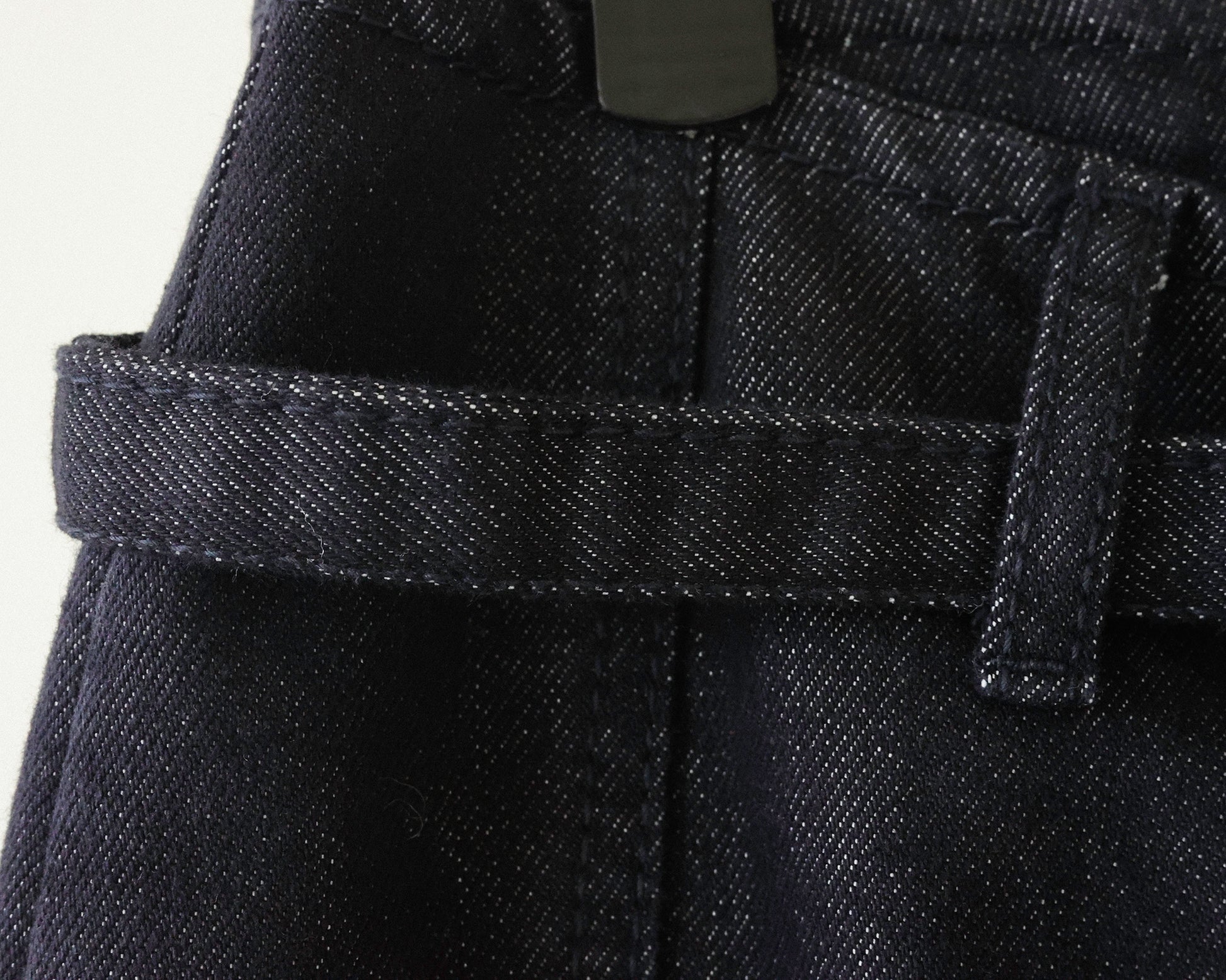 (Back in stock on 11/5) Longline Belted Denim Trousers, Deep Indigo
