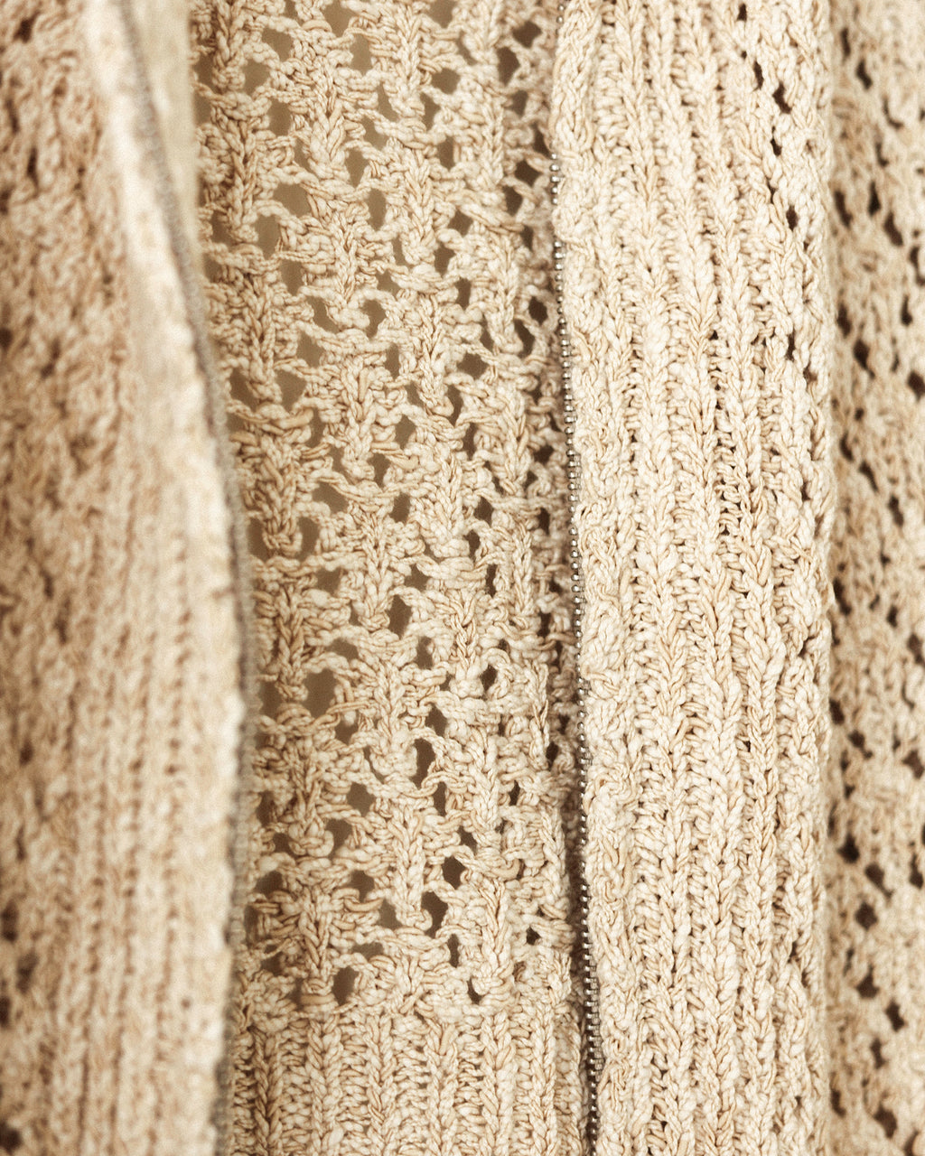 Aiko Textured Knit Zip Cardigan, Bagel