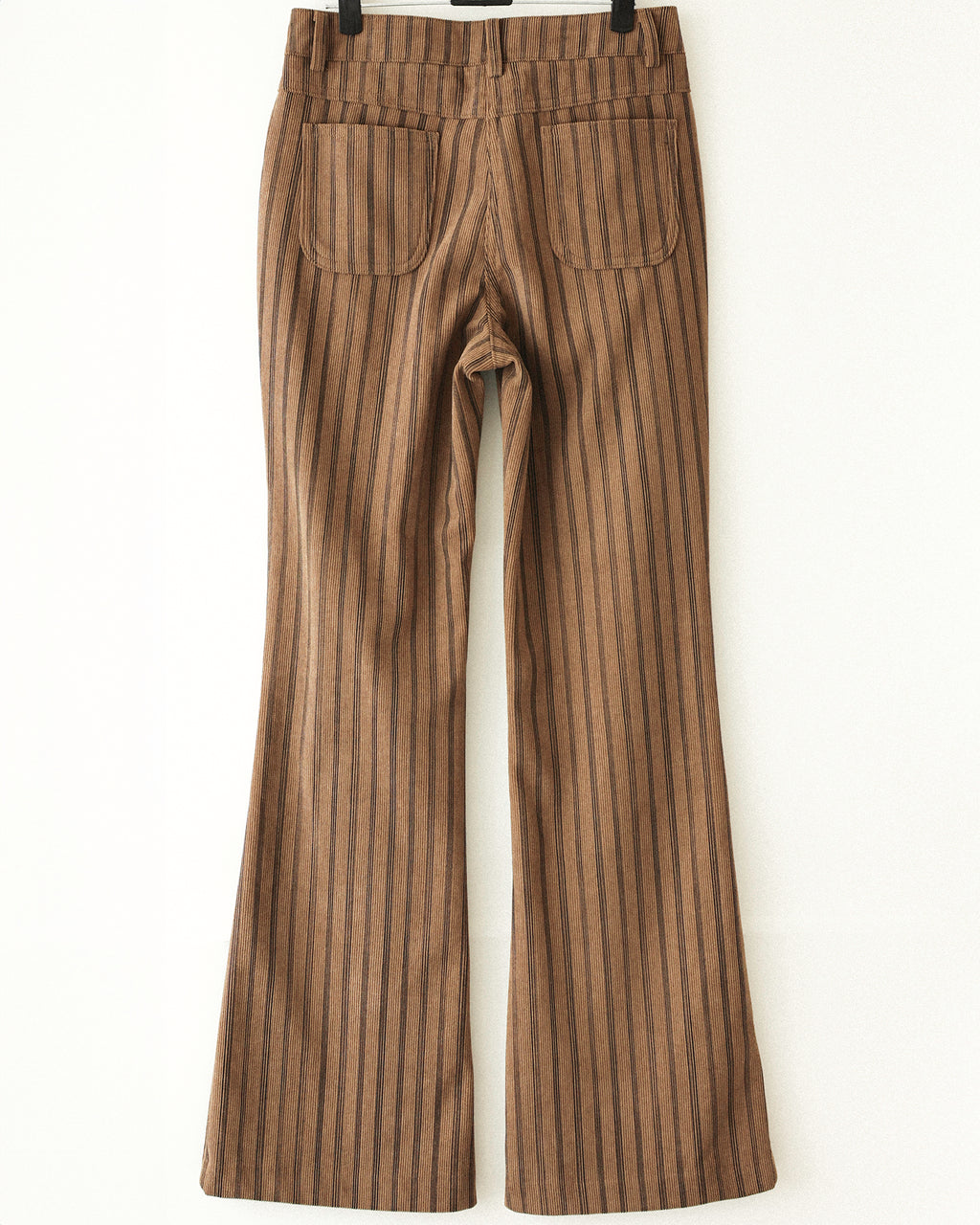 Nada Retro Striped Corduroy Flare Trousers, Autumn Leaves