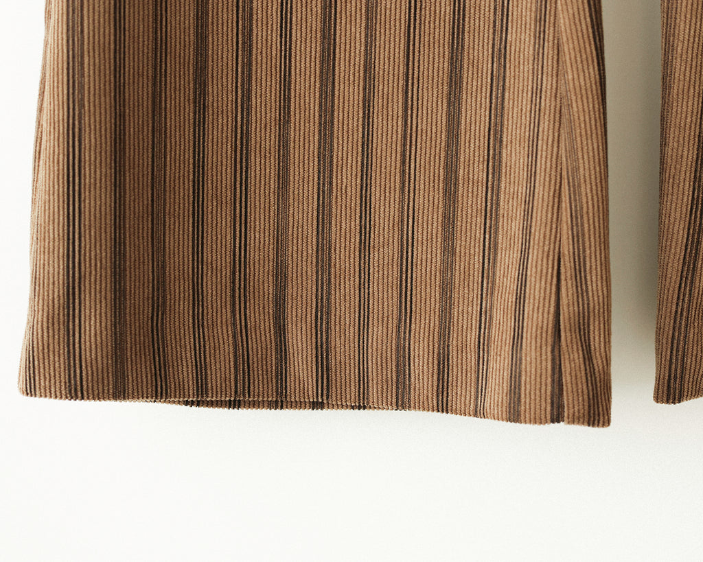 Nada Retro Striped Corduroy Flare Trousers, Autumn Leaves