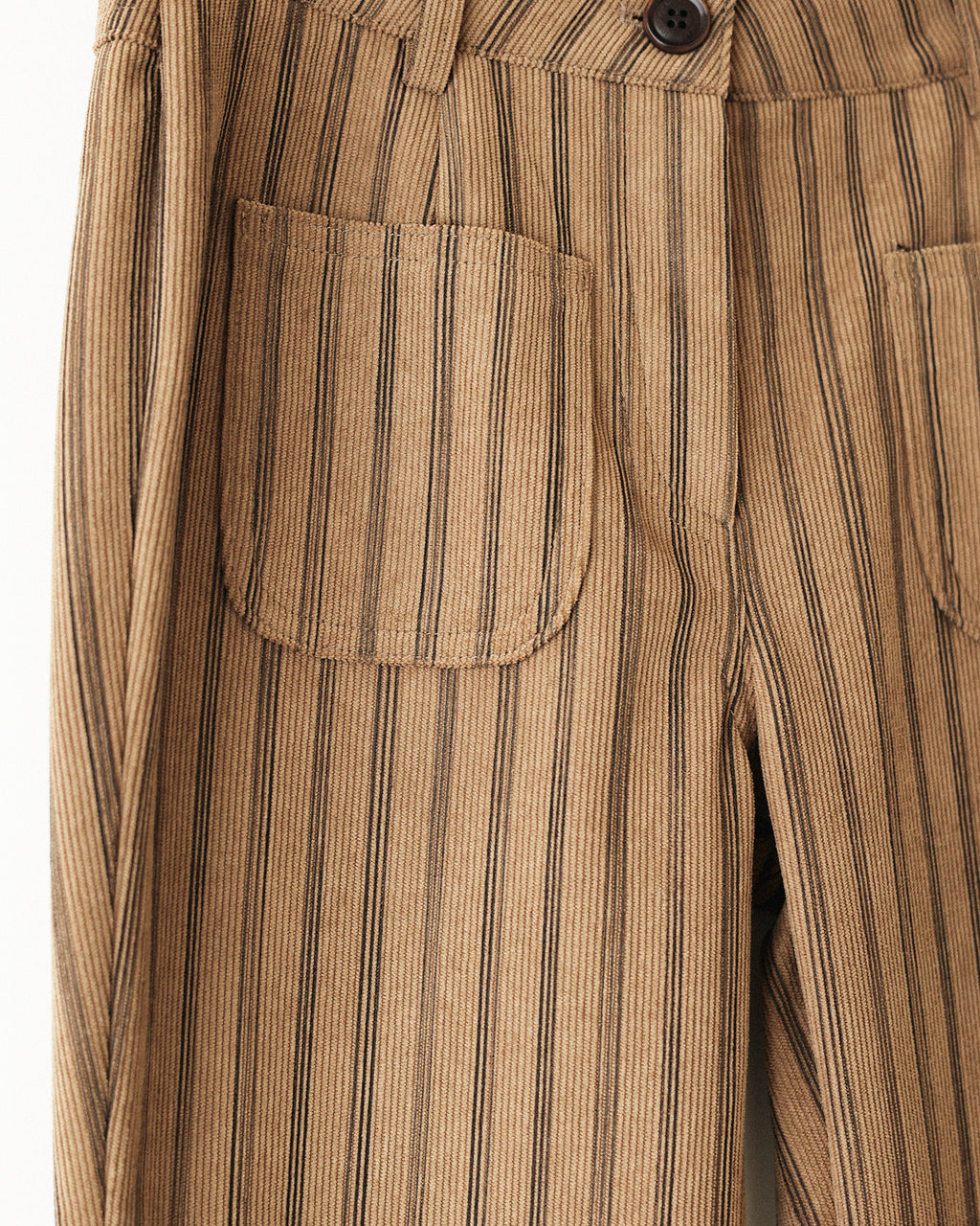 Nada Retro Striped Corduroy Flare Trousers, Autumn Leaves