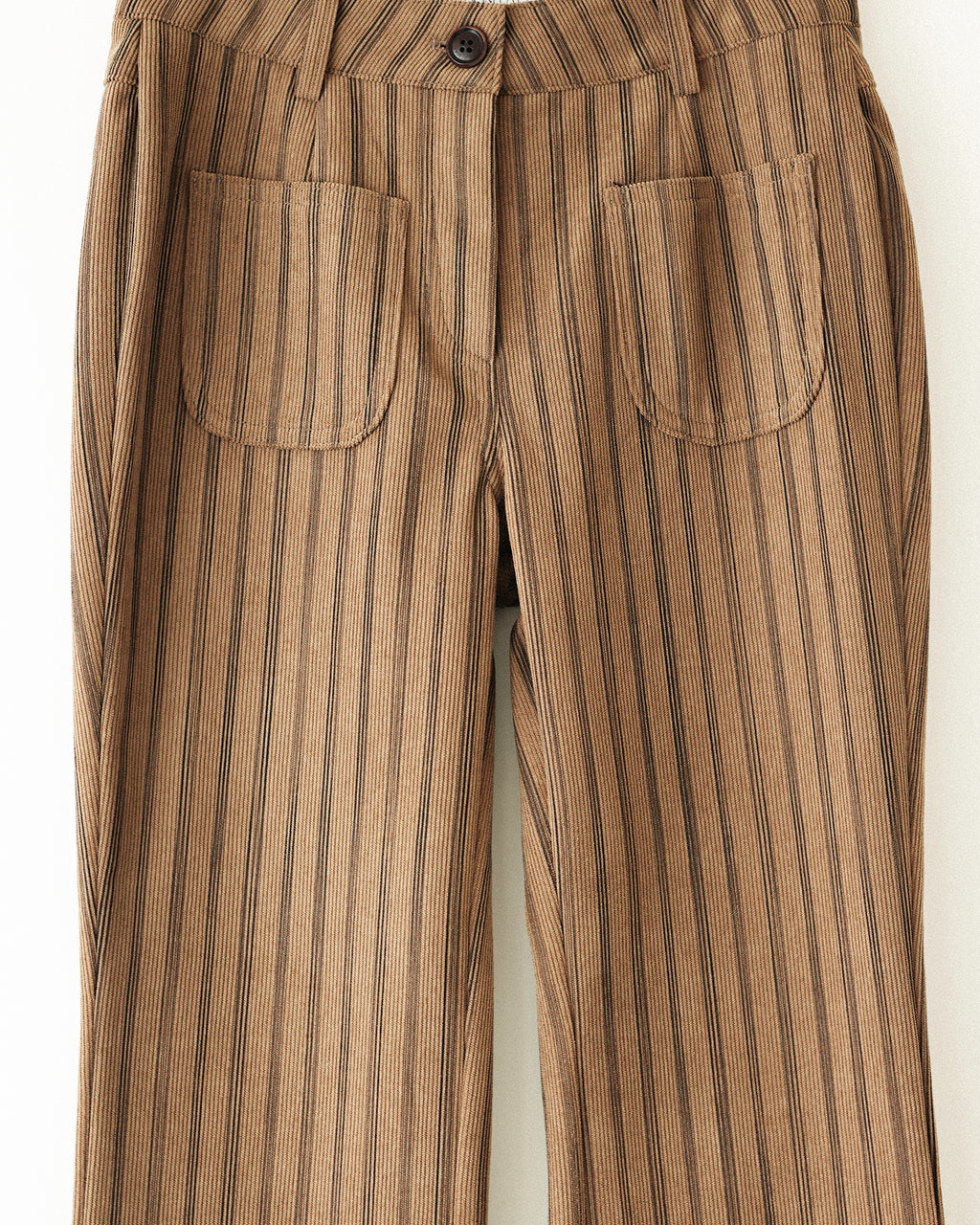 Nada Retro Striped Corduroy Flare Trousers, Autumn Leaves