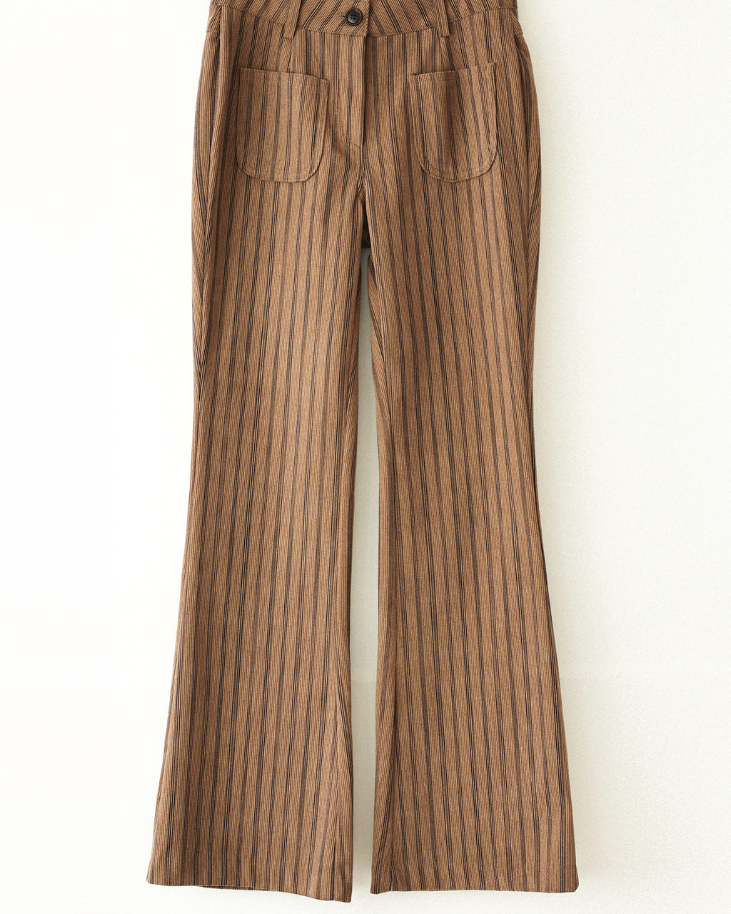 Nada Retro Striped Corduroy Flare Trousers, Autumn Leaves